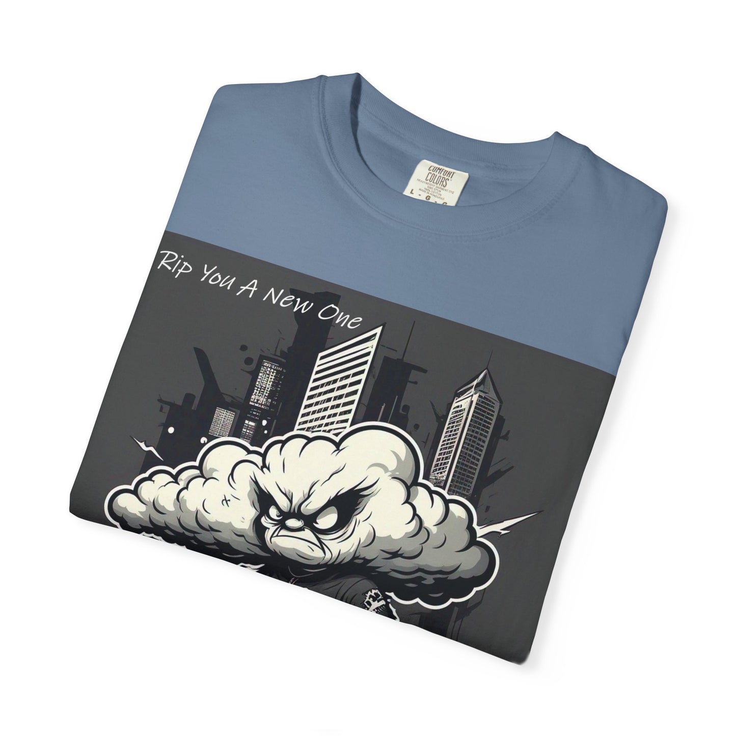 'When The Wind Blows Strong' by Rip You A New One, Urban Angry Cloud Graphic Tee, Cool Casual Wear, Street Style Unisex Shirt, Perfect Gift for Comics Lovers, Everyday Comfort