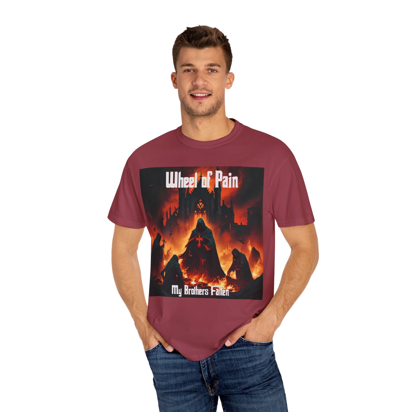 Wheel of Pain Gothic Templar Graphic T-Shirt, Unisex Tee for Fans, Cool Gift for Music Lovers, Halloween Shirt, Retro Vintage Style