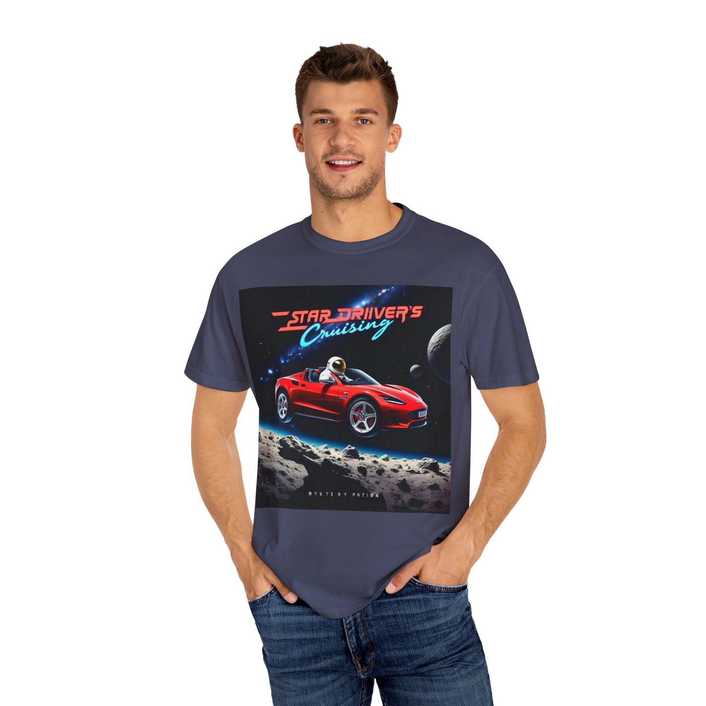 'Star Driver's Cruising' by Mystery Potion, Galaxy Adventure Unisex T-Shirt, Cool Space Tee, Star Driver's Cruise Shirt, Gift for Gamers, Casual Wear, Astronomy Lover