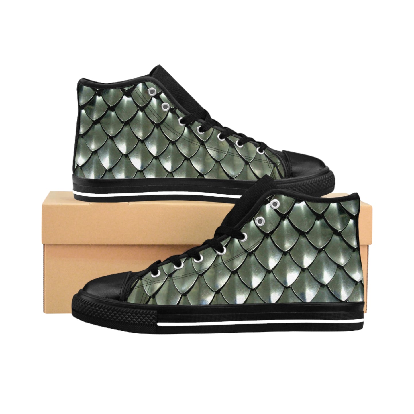 Stylish Armor Scale Sneaker Art - Unique High-Top Shoes, Statement Footwear, Trendy Street Style, Gift for Fashion Lovers, Comfortable Everyday Sneakers