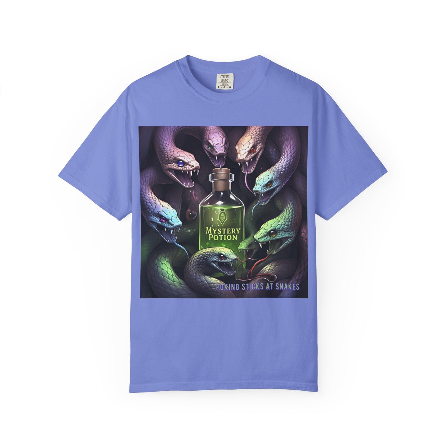 'Poking Sticks At Snakes' by Mystery Potion, Unisex T-shirt | Snakes Design | Perfect for Halloween, Gifts, Cozy Wear, Unique Apparel, Vintage Vibe
