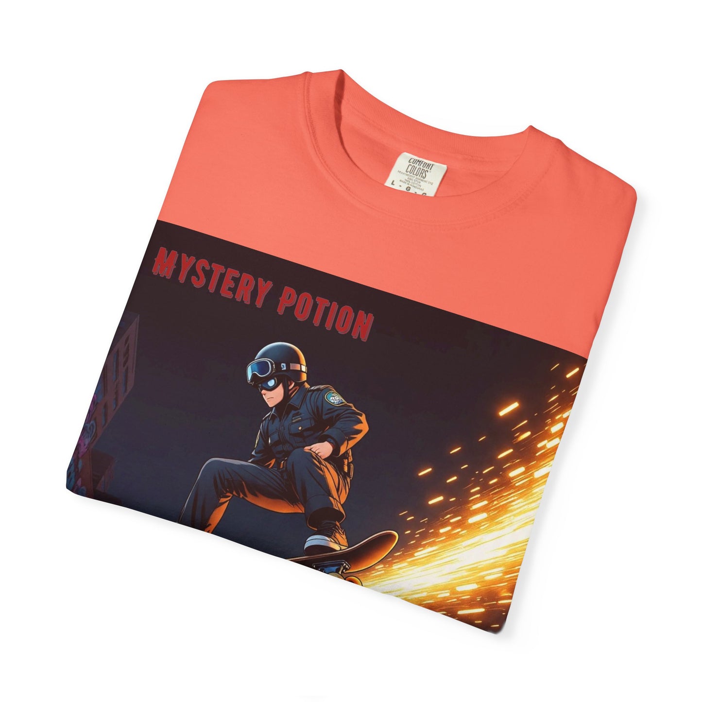 'Stop! He's A Cop!' by Mystery Potion, Skateboard Hardcore Punk T-shirt, Cozy Graphic Tee, Perfect Gift for Skaters, Unisex Streetwear Shirt, Trendy Casual Wear