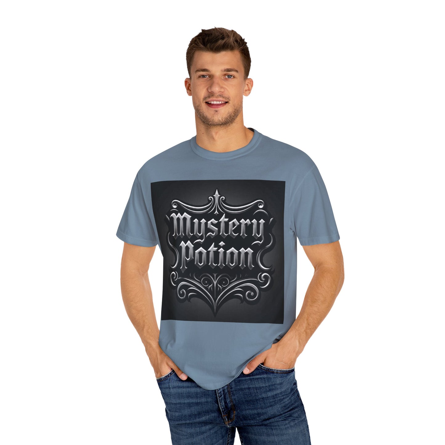 Mystery Potion Unisex Garment-Dyed T-shirt | Halloween Costume Shirt, Casual Wear, Themed Party Tee, Gift for Mystery Lovers