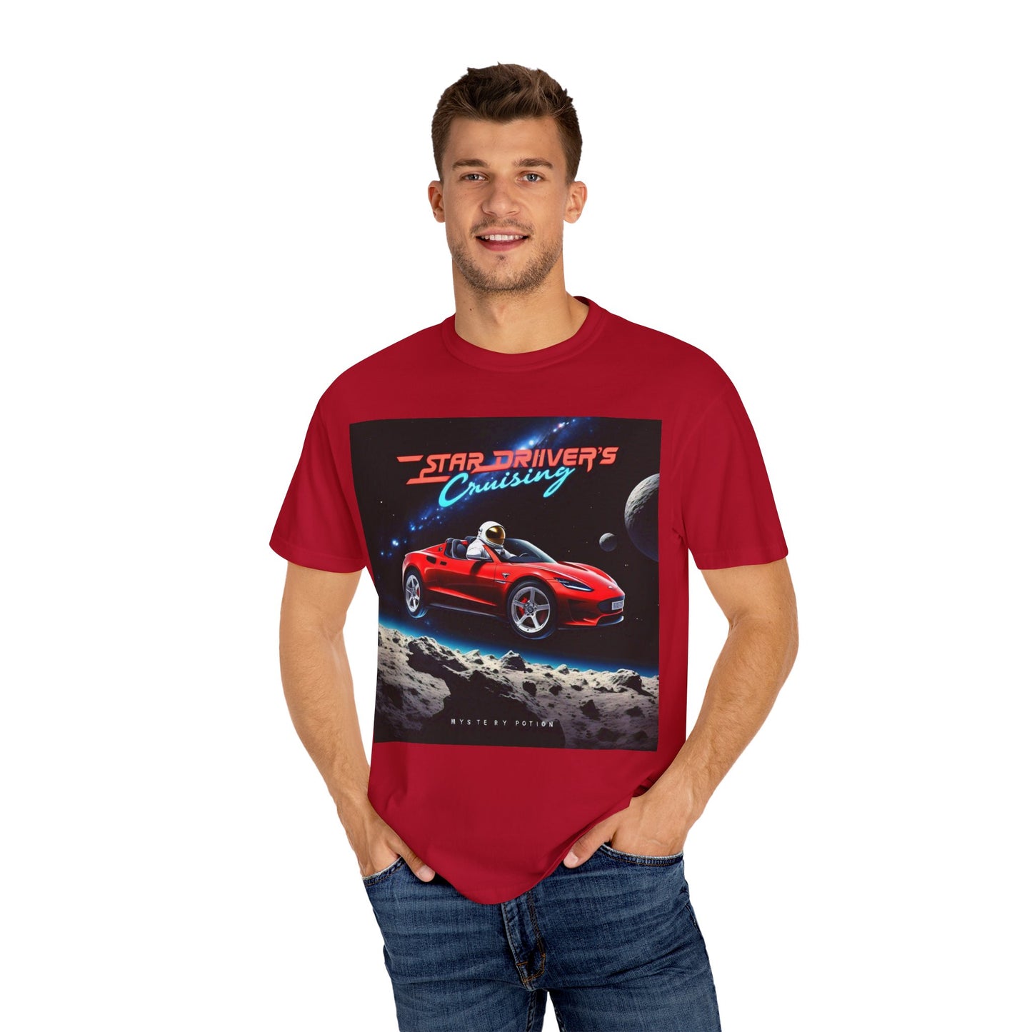 'Star Driver's Cruising' by Mystery Potion, Galaxy Adventure Unisex T-Shirt, Cool Space Tee, Star Driver's Cruise Shirt, Gift for Gamers, Casual Wear, Astronomy Lover