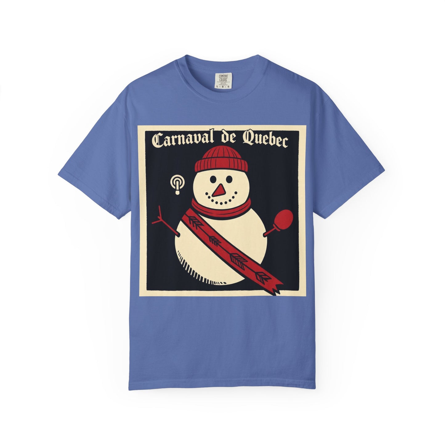 Quebec Carnaval Vintage Snowman Biker Lore Rocker T-Shirt, Cozy Winter Apparel, Unisex Snowman Graphic Tee, Festive Celebration Shirt, Winter Holiday Gift