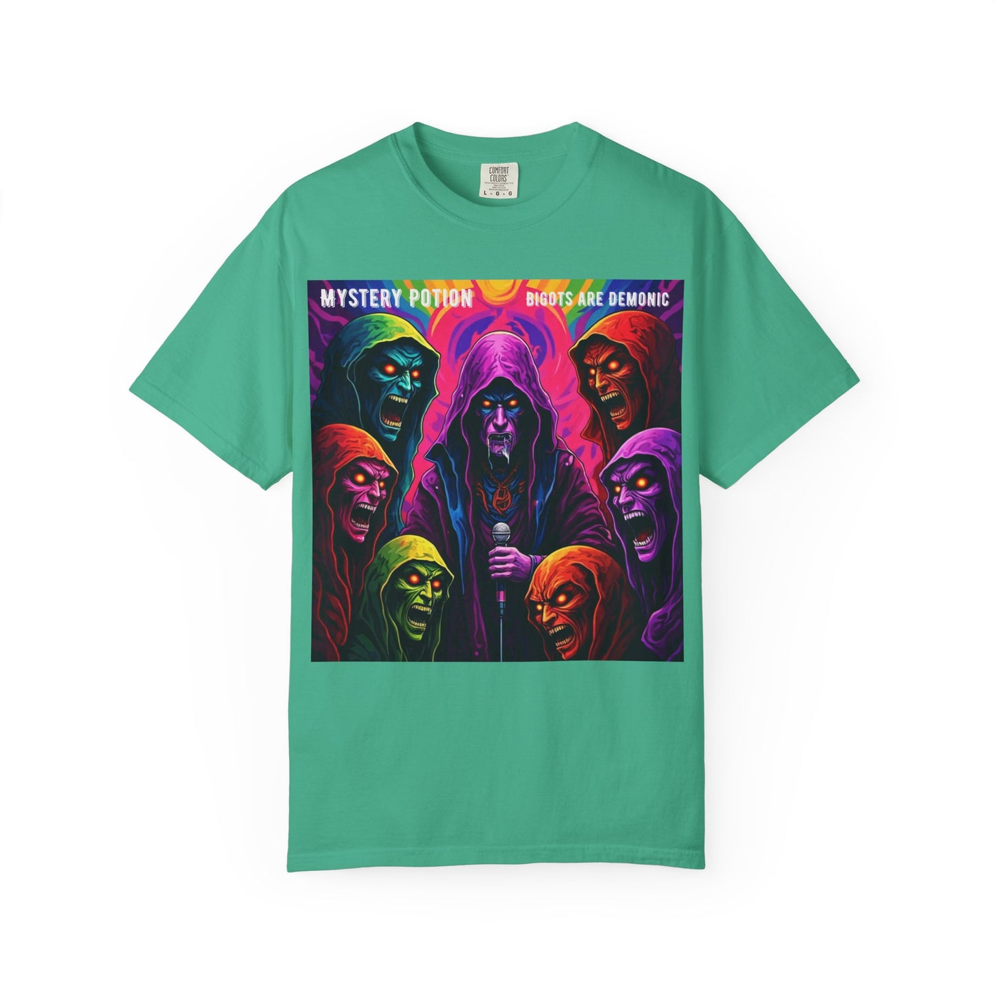 Mystery Potion Graphic Tee | Unisex Halloween T-shirt, Spooky Gift, "Bigots Are Demonic" Graphic Shirt, Witchy Apparel, Unique Casual Wear