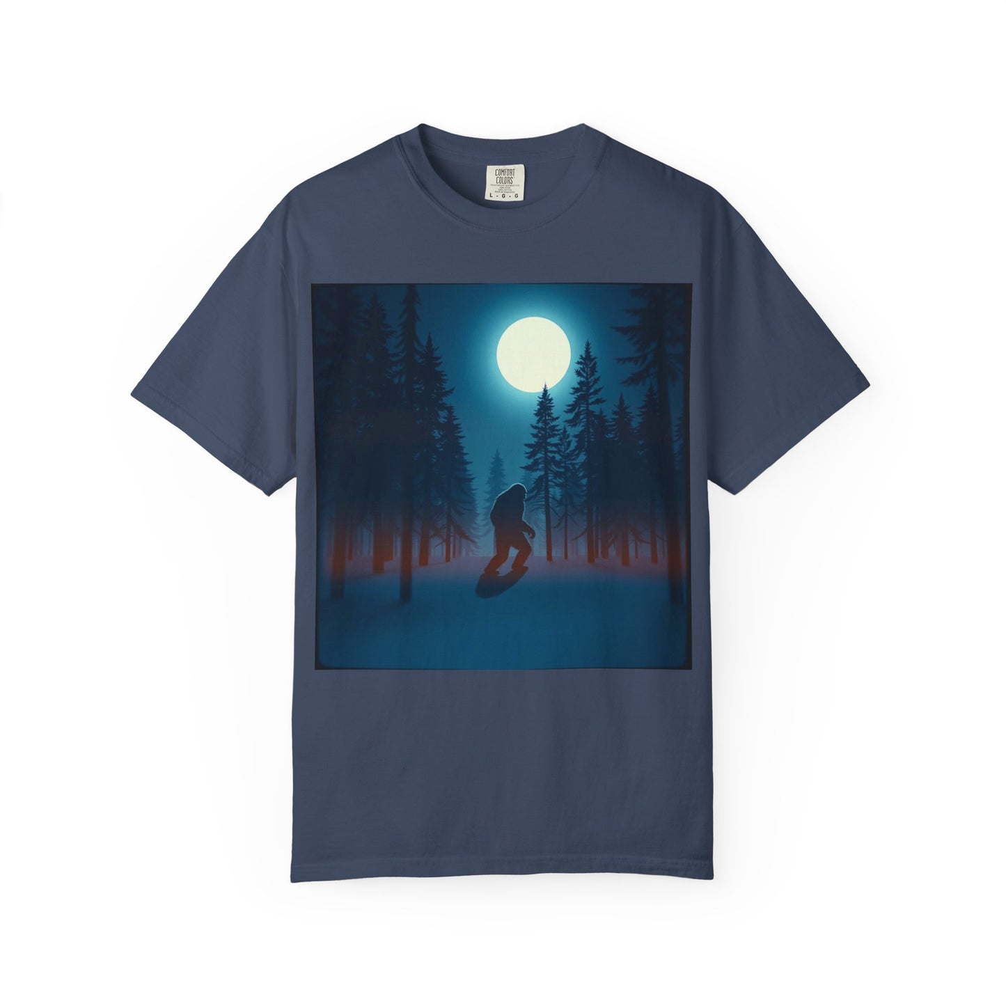 Moonlit Forest Snowboarder T-Shirt, Cozy Adventure Tee, Winter Sports Gift, Unisex Apparel, Outdoor Vibes