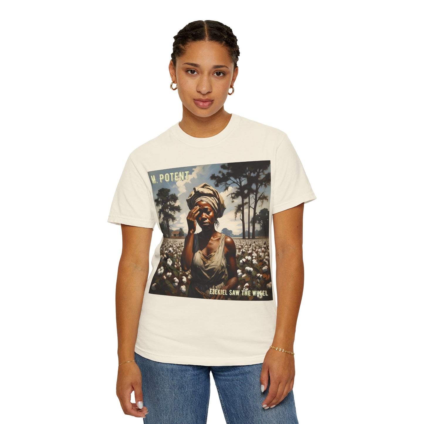 'Ezekiel Saw the Wheel' by M. Potent, Vintage-Inspired Unisex T-Shirt with Artistic Design, Casual Wear, Gift for Art Lovers, Music Events, Everyday Fashion