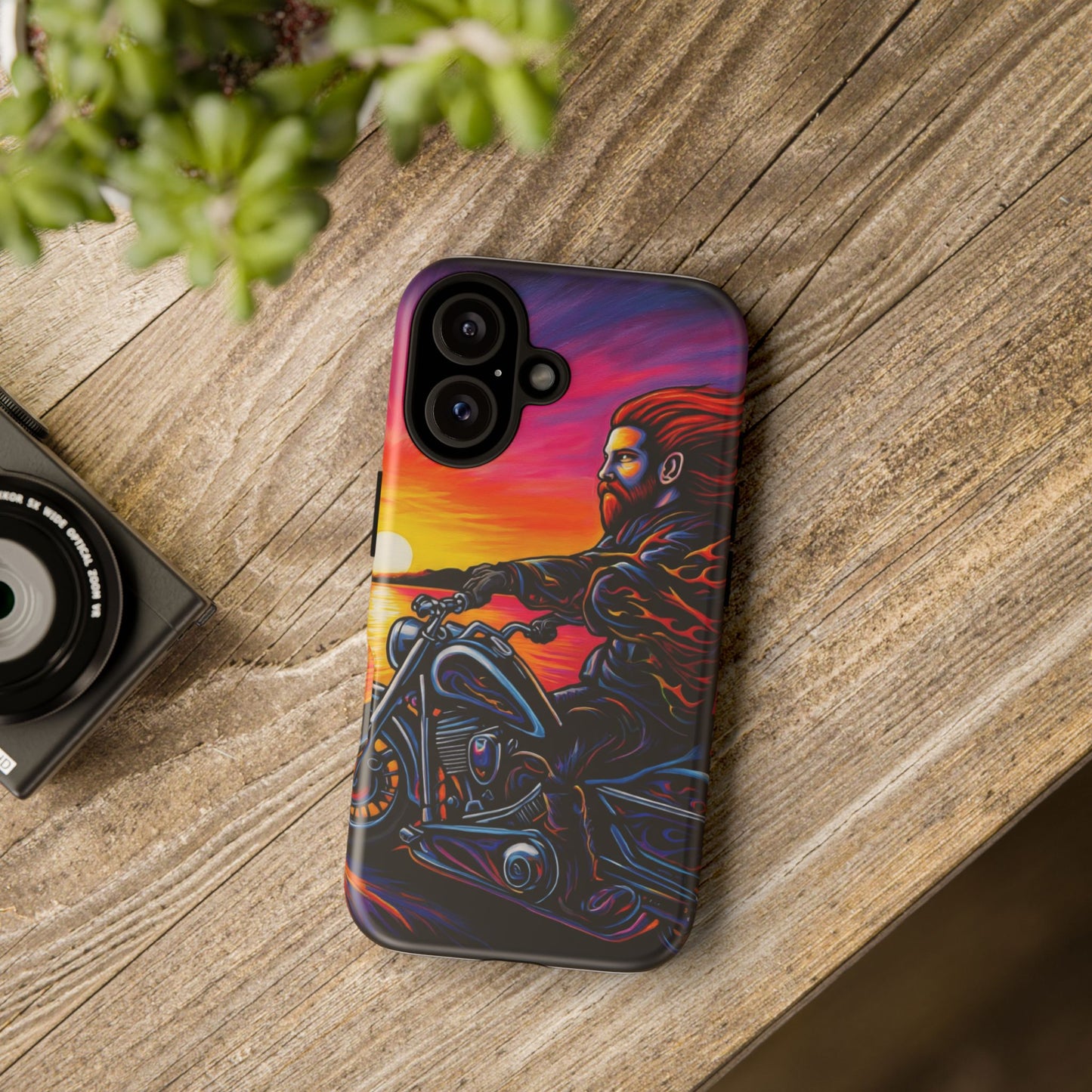 Motorcycle Phone Case, Tough Cases for Riders, Biker Accessories, Vibrant Phone Cover, Sunset Motorcycle Design