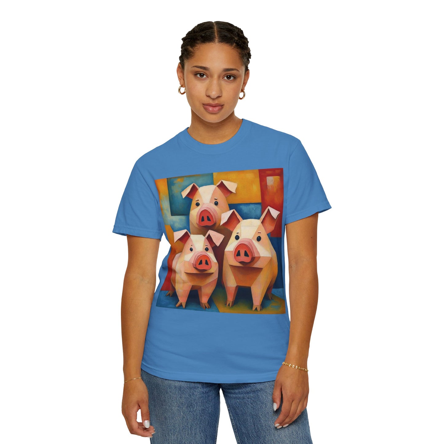 Pig Art T-Shirt, Funny Farm Tee, Animal Lover Gift, Unisex Graphic Tee, Cute Farmhouse Style, Casual Everyday Wear