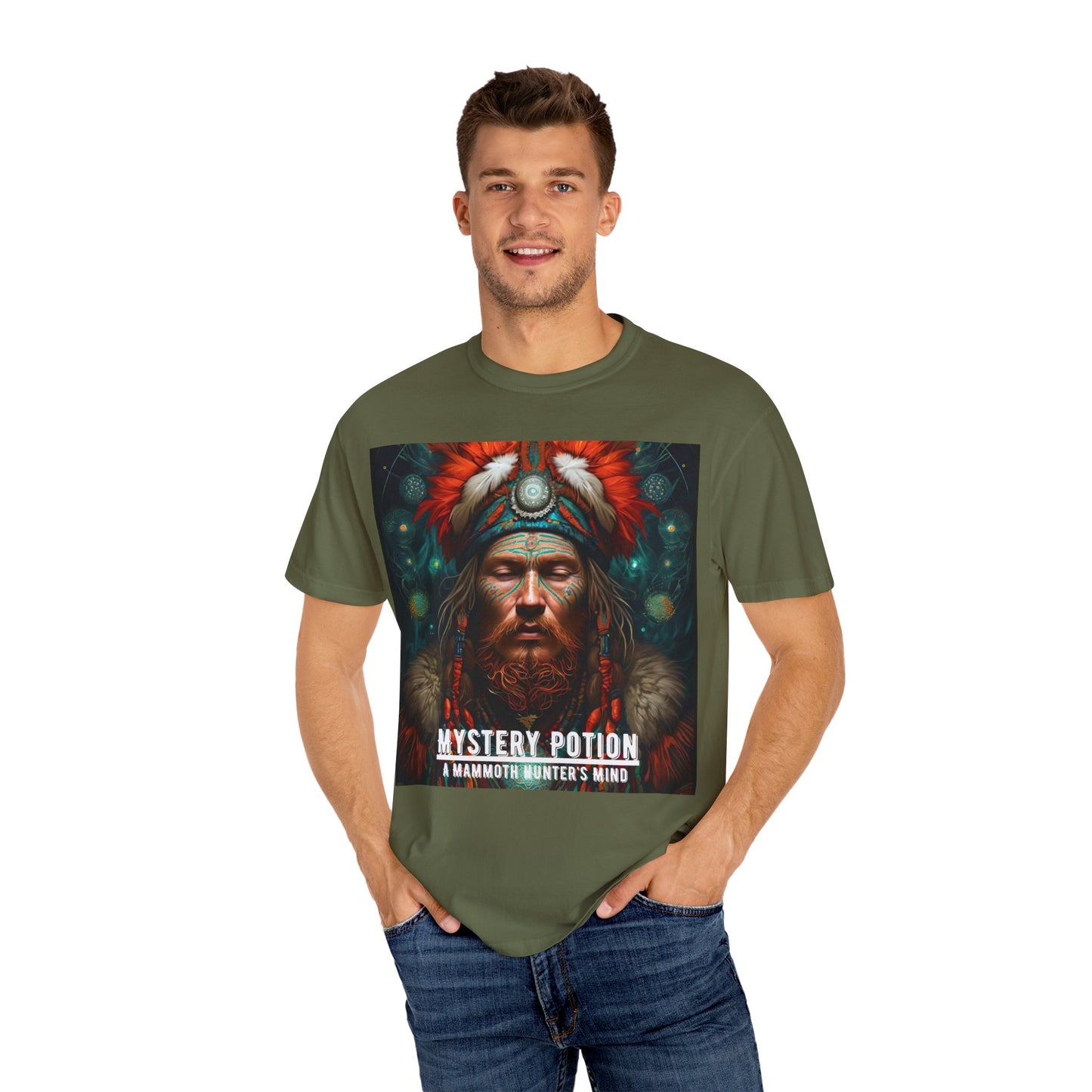 'A Mammoth Hunter's Mind' Mystery Potion Mystical Vintage Inspired Unisex T-Shirt, Cozy Gift for Nature Lovers, Unique Graphic Tee for Festivals, Casual Wear, Statement Shirt