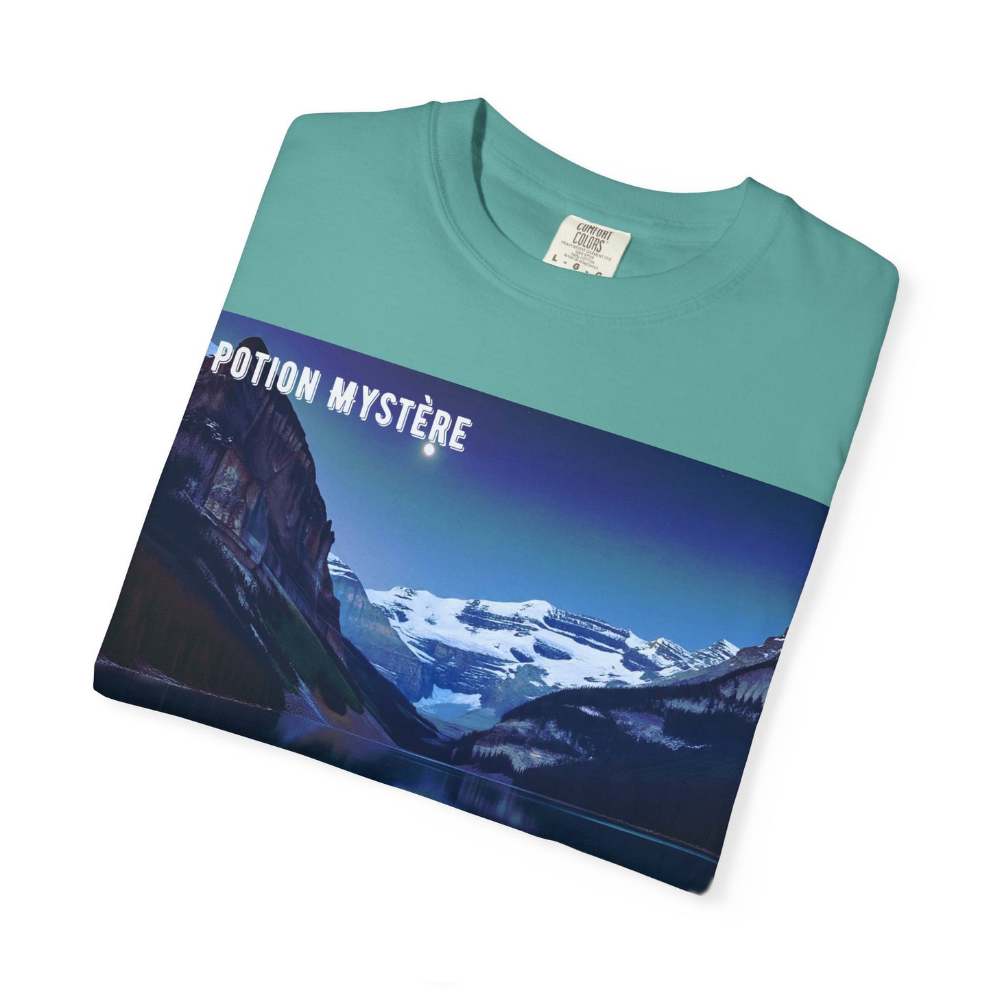 Mystical Lake Louise T-Shirt, Unisex Garment-Dyed Tee, Nature Lover Gift, Serenity in Adventure Apparel, Travel Fashion, Cool Summer Shirt
