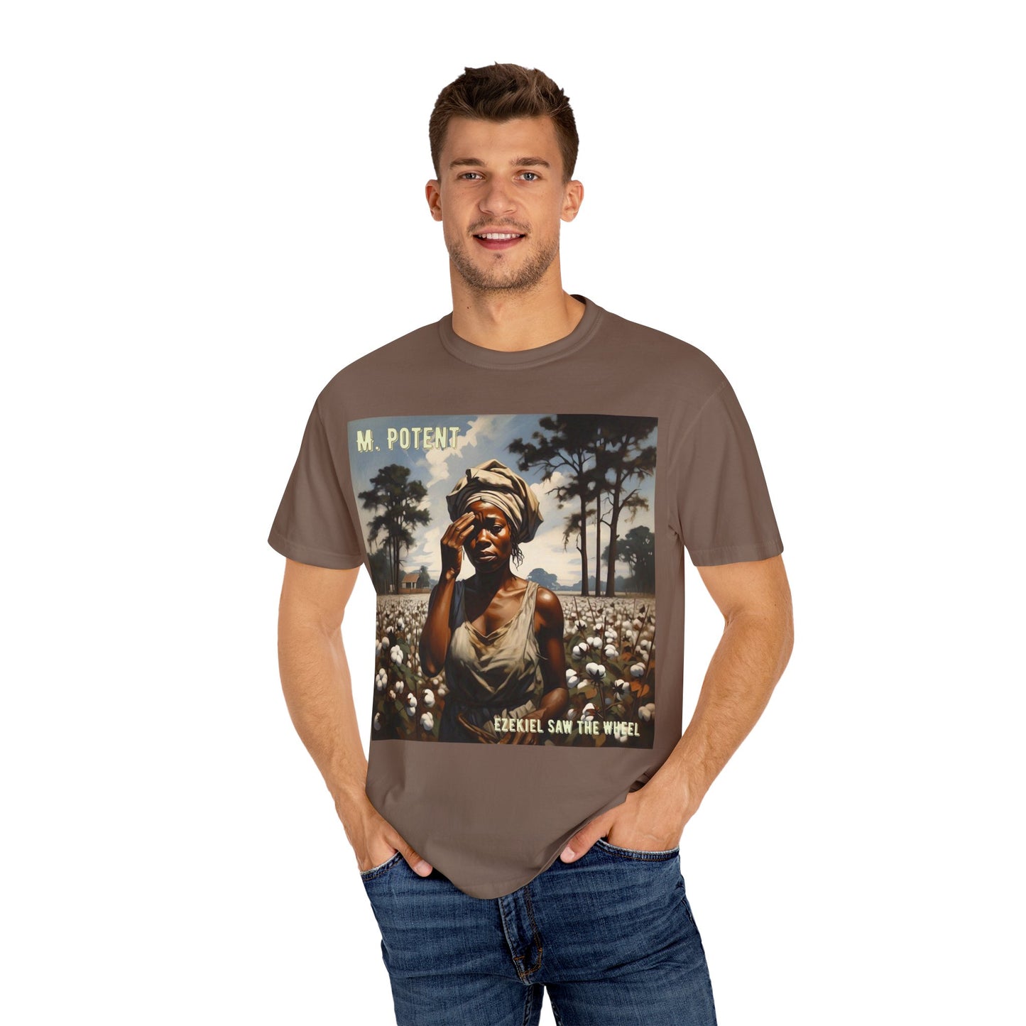 'Ezekiel Saw the Wheel' by M. Potent, Vintage-Inspired Unisex T-Shirt with Artistic Design, Casual Wear, Gift for Art Lovers, Music Events, Everyday Fashion