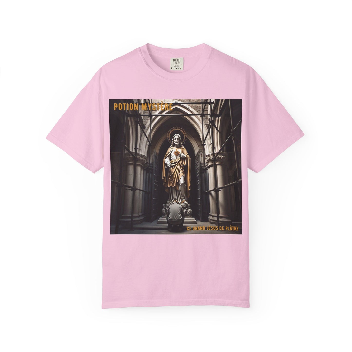 Mystical Potion Jesus Statue T-Shirt - Unisex, Relaxed Fit, Perfect for Festivals, Gifts, Everyday Wear, Unique Art Design