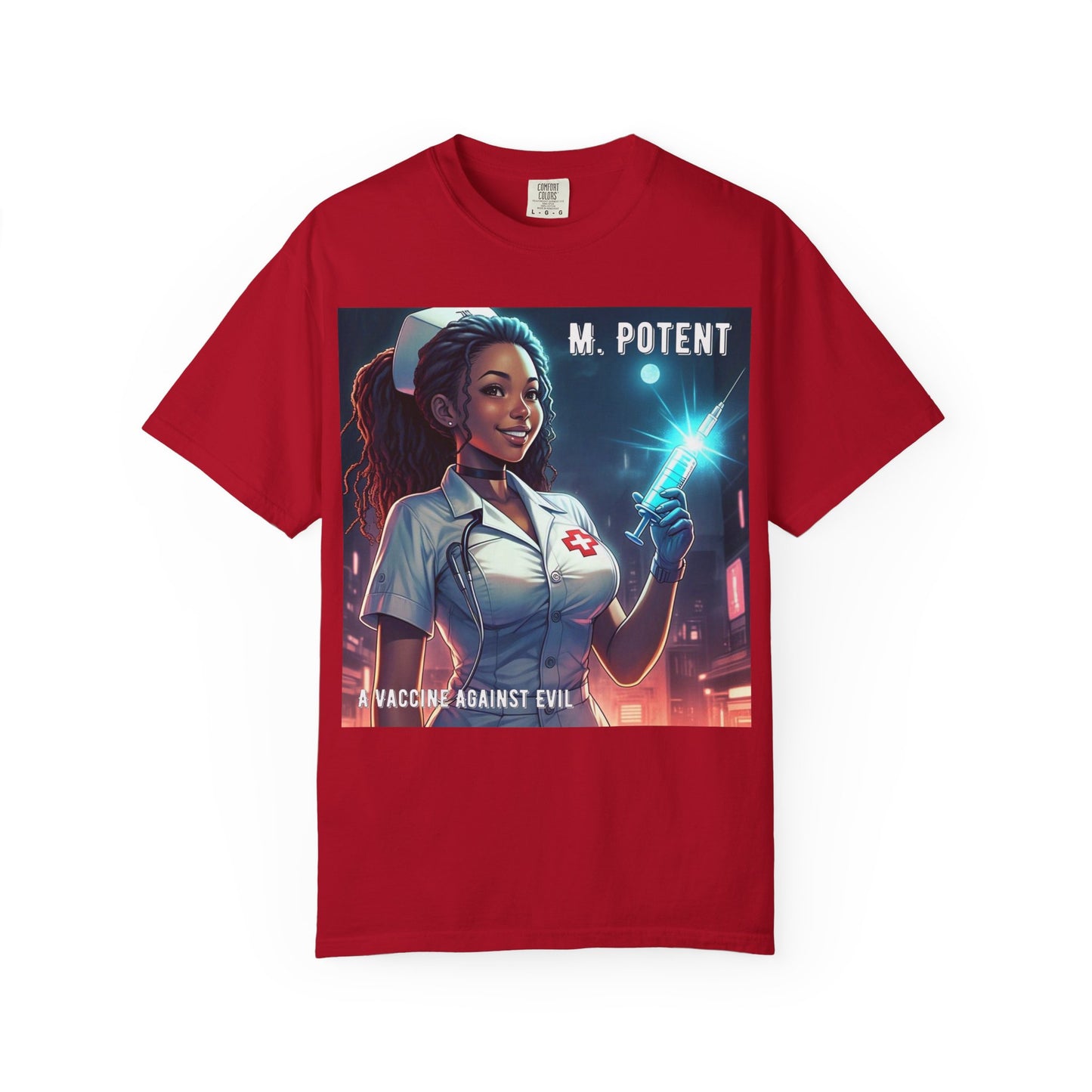 M. Potent's 'A Vaccine Against Evil', Medicine-Themed Unisex T-Shirt, Positive Vibes, Great for Nurses, Vaccination Awareness, Gift for Healthcare Workers