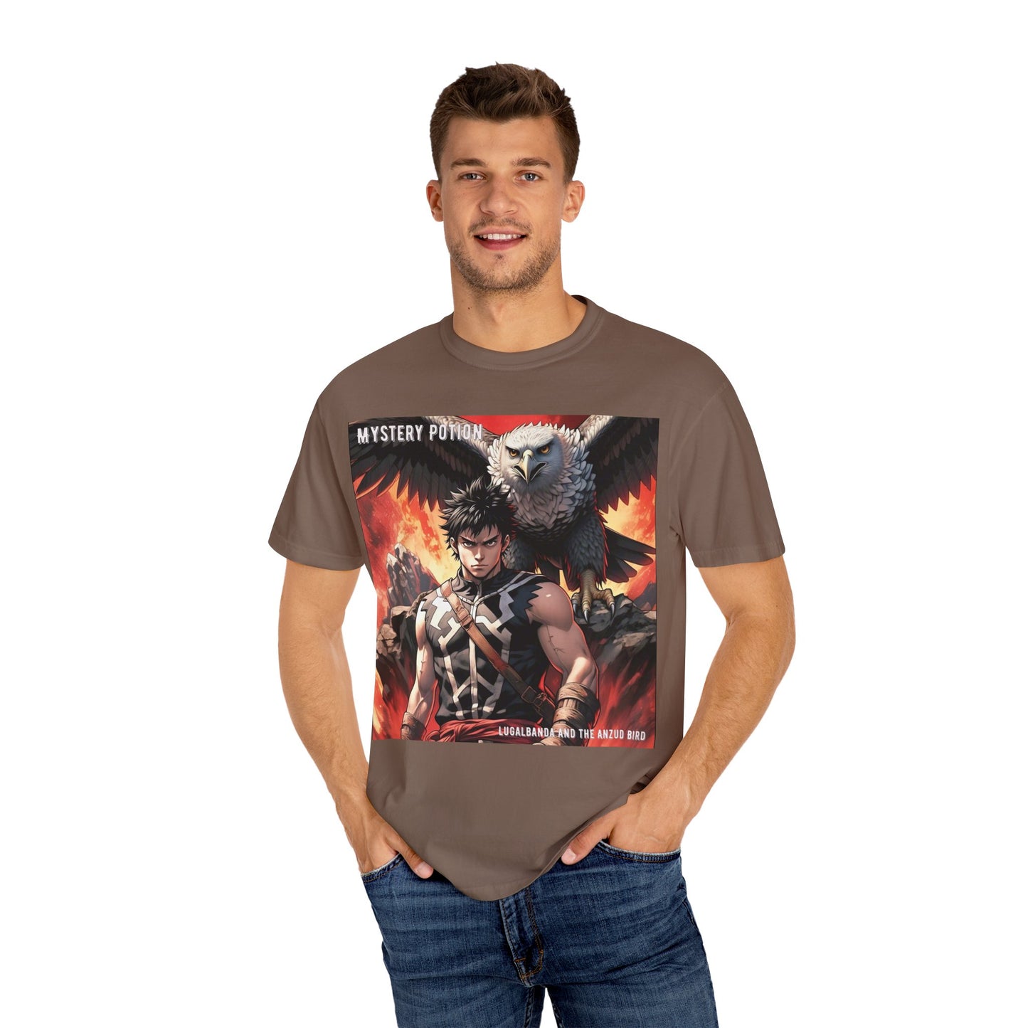 Unisex Anime Graphic T-Shirt, Mystery Potion Art Tee, Vintage Style, Casual Wear, Gift for Fans, Streetwear Apparel