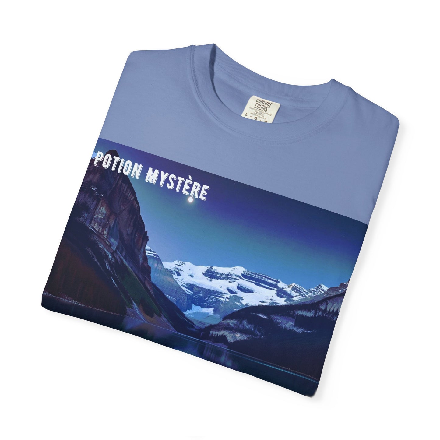 Mystical Lake Louise T-Shirt, Unisex Garment-Dyed Tee, Nature Lover Gift, Serenity in Adventure Apparel, Travel Fashion, Cool Summer Shirt