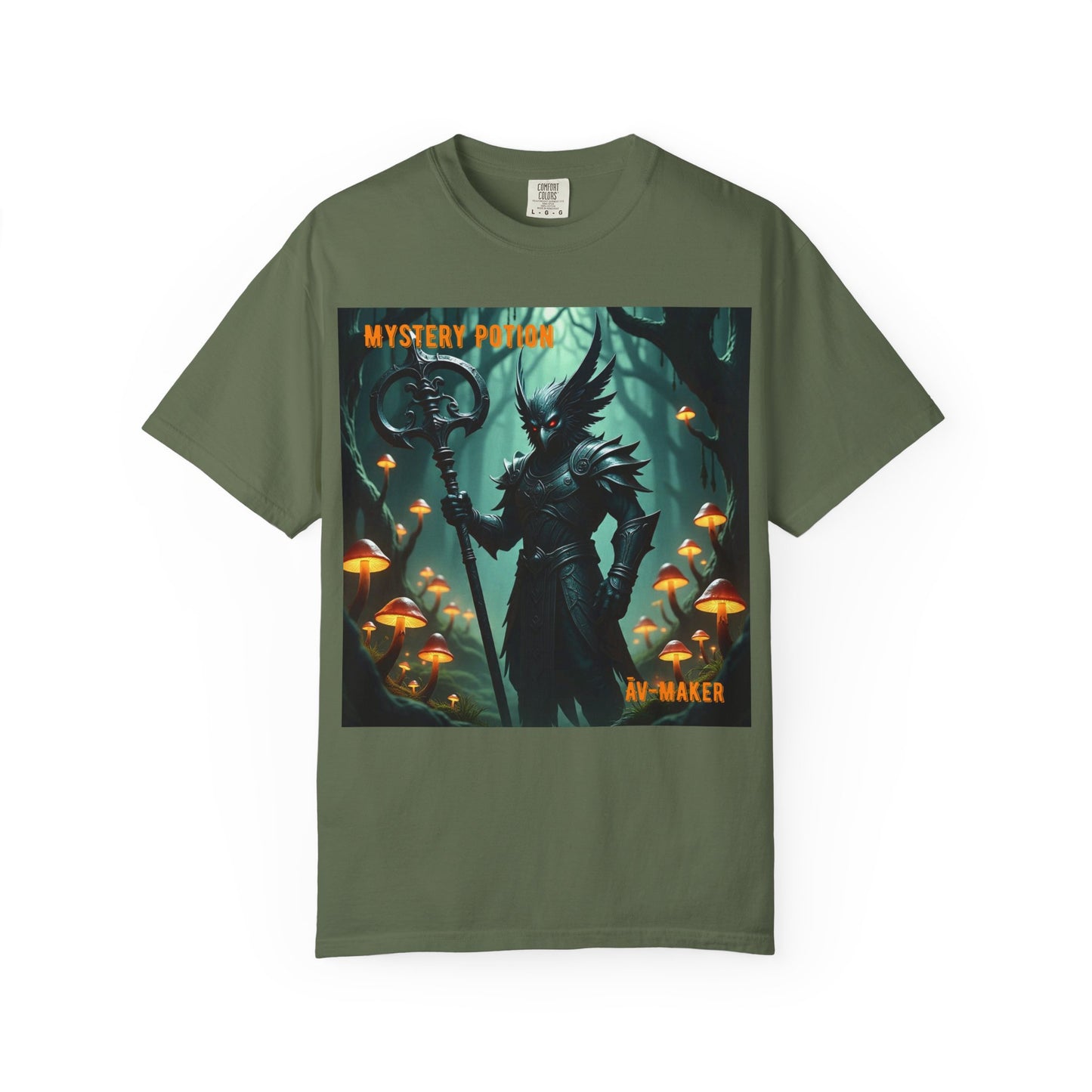 Mystical Āv-Maker Unisex Garment-Dyed T-shirt, Fantasy Apparel, Gift for Gamers, Witchy T-shirt, Mystery Potion Design, Unisex Tee