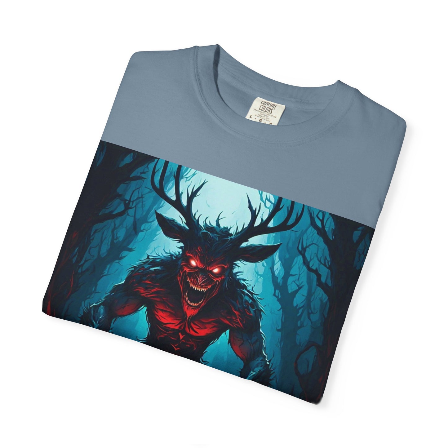 Mystical Wendigo T-Shirt, Unisex Garment-Dyed Tee, Potion Mystère Shirt, Halloween Apparel, Unique Graphic Tee