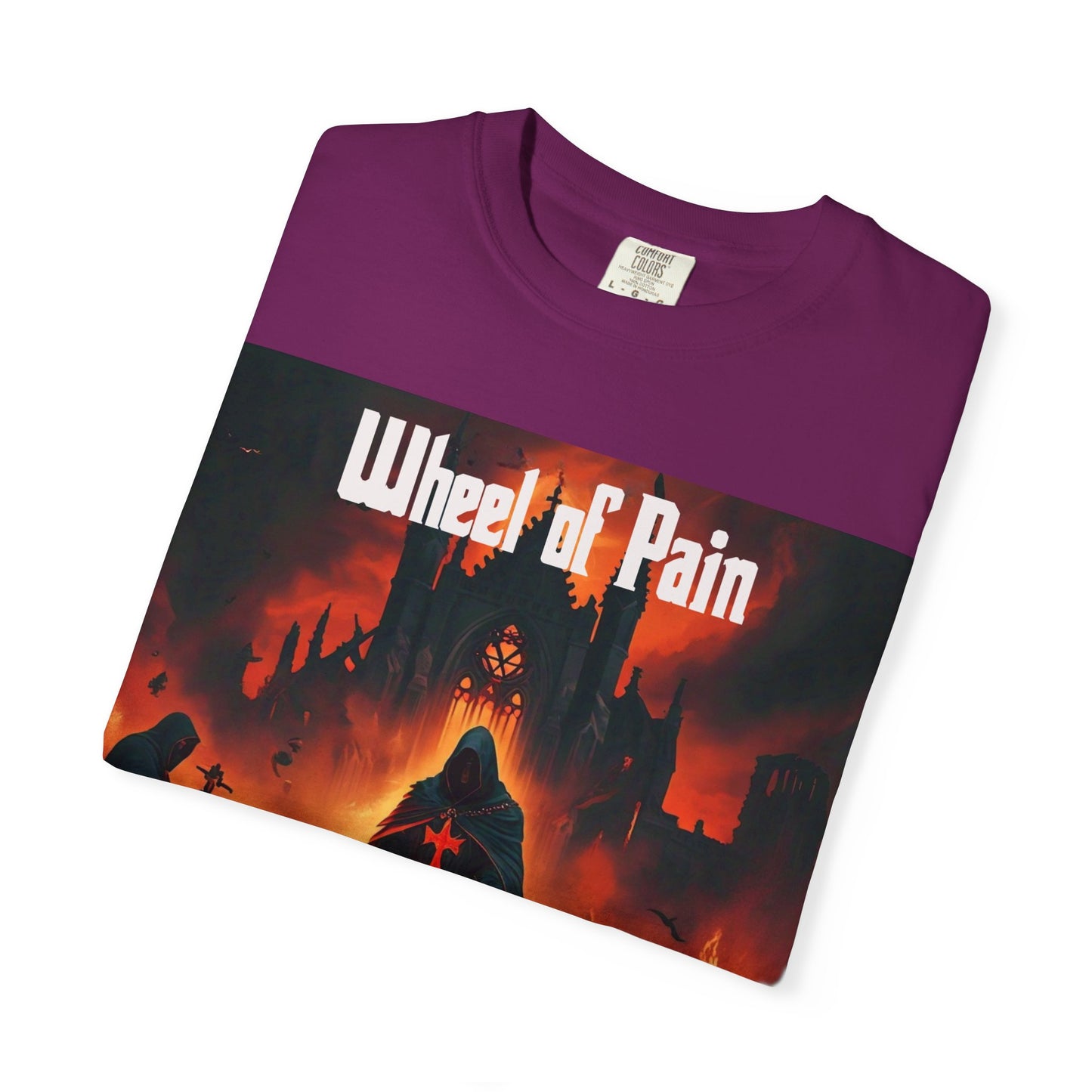 Wheel of Pain Gothic Templar Graphic T-Shirt, Unisex Tee for Fans, Cool Gift for Music Lovers, Halloween Shirt, Retro Vintage Style