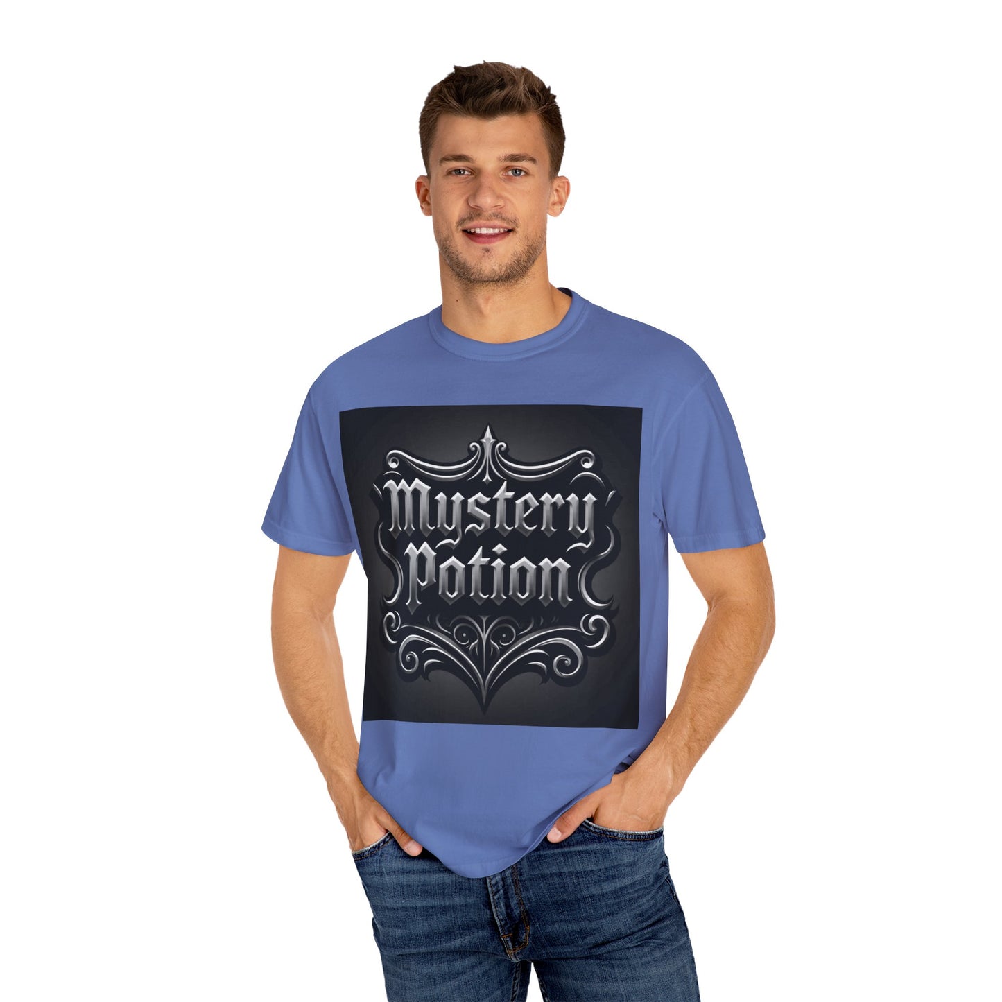 Mystery Potion Unisex Garment-Dyed T-shirt | Halloween Costume Shirt, Casual Wear, Themed Party Tee, Gift for Mystery Lovers