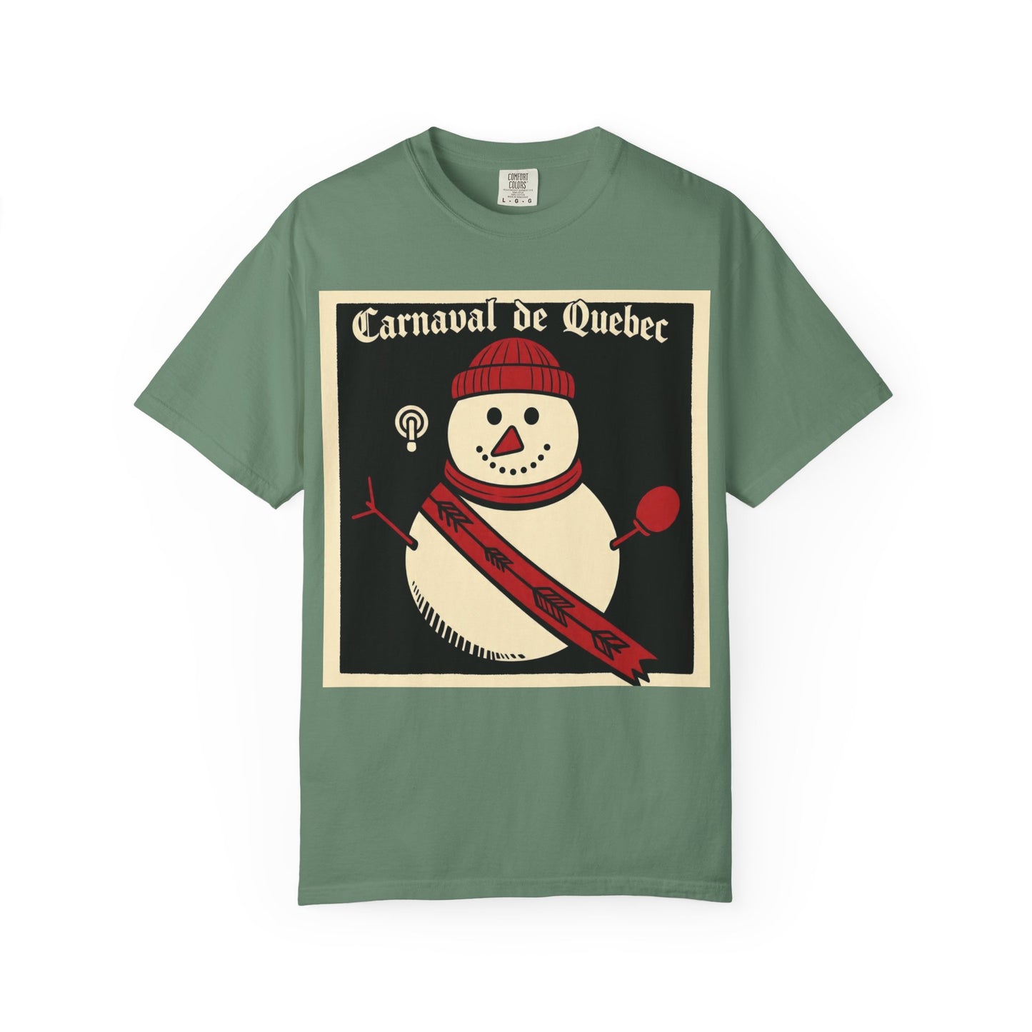 Quebec Carnaval Vintage Snowman Biker Lore Rocker T-Shirt, Cozy Winter Apparel, Unisex Snowman Graphic Tee, Festive Celebration Shirt, Winter Holiday Gift