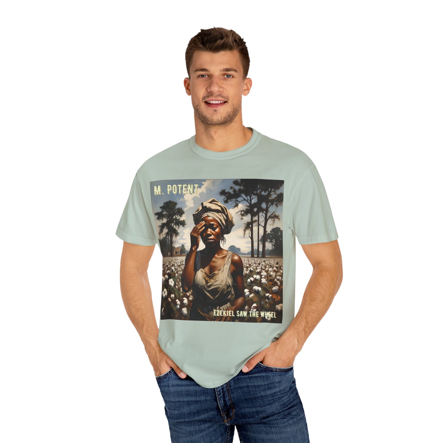 'Ezekiel Saw the Wheel' by M. Potent, Vintage-Inspired Unisex T-Shirt with Artistic Design, Casual Wear, Gift for Art Lovers, Music Events, Everyday Fashion