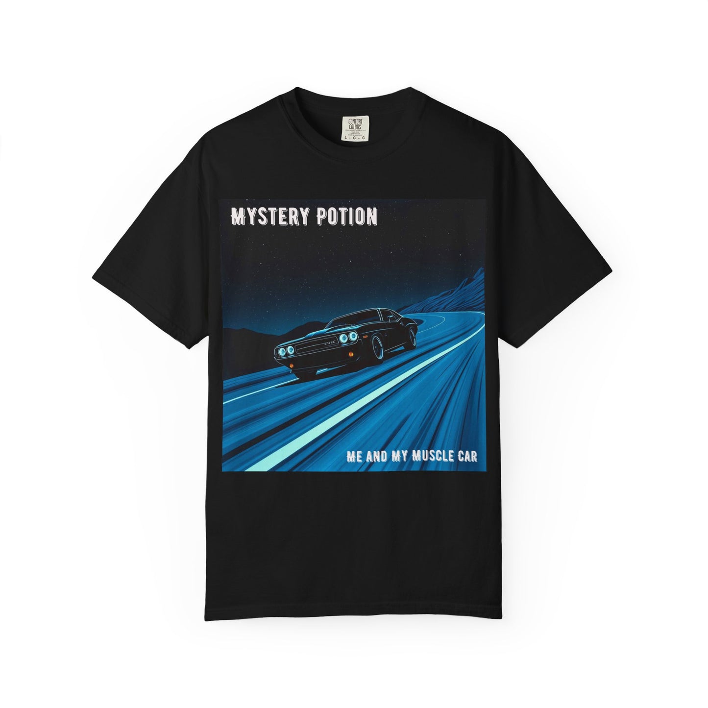 Mystery Potion Muscle Car T-Shirt | Unisex Garment-Dyed Tee, Vintage Car Lover Gift, Perfect for Car Shows, Birthday Gift, Casual Wear