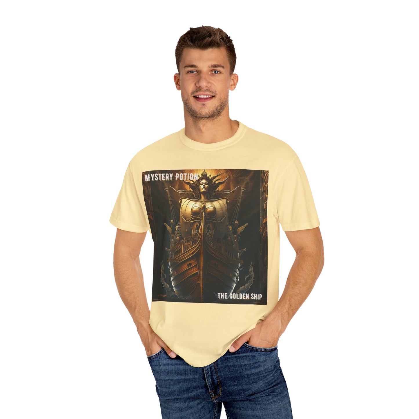 Mystery Potion Unisex Garment-Dyed T-shirt, Vintage Graphic Tee, Gift for Art Lovers, Casual Wear, Unique Clothing