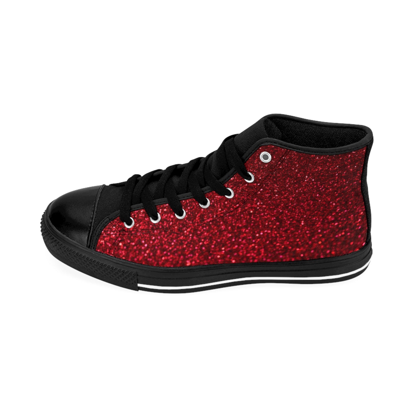 Sparkly Red High-Top Sneakers for Women, Trendy Casual Footwear, Party, Holiday Gift, Comfortable Stylish Kicks, Fashion Statement