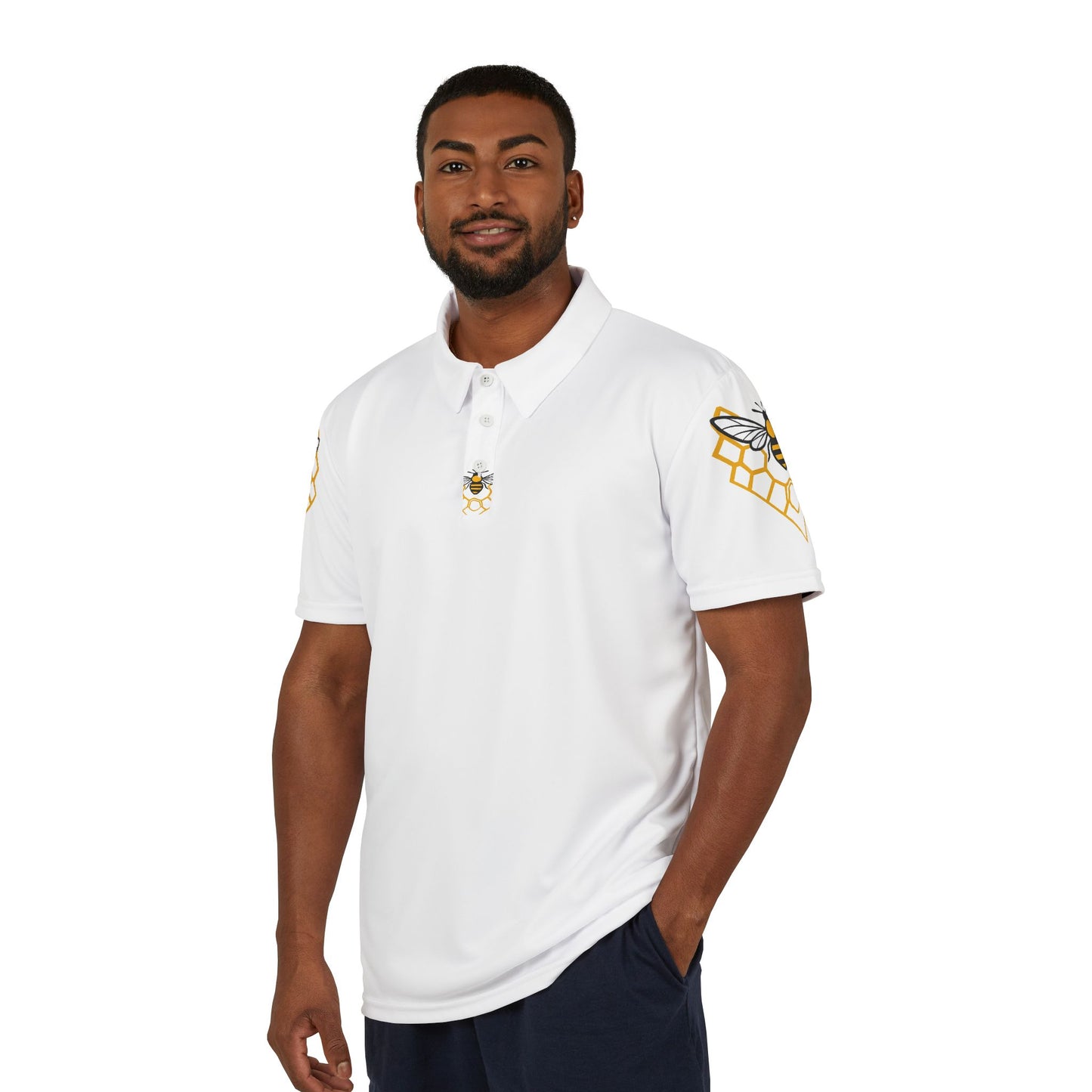 Bee-Themed Unisex Polo Shirt, Summer Fashion, Casual Wear, Gift for Nature Lovers, Outdoor Activities, Bee Enthusiasts