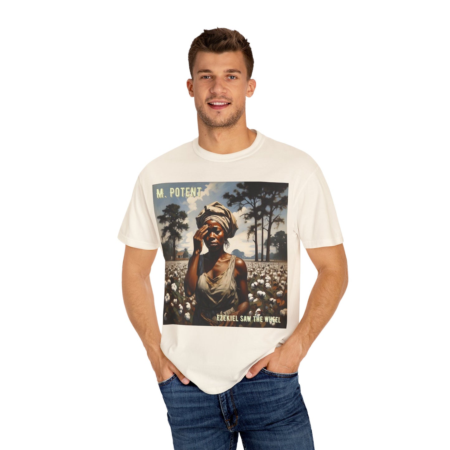 'Ezekiel Saw the Wheel' by M. Potent, Vintage-Inspired Unisex T-Shirt with Artistic Design, Casual Wear, Gift for Art Lovers, Music Events, Everyday Fashion