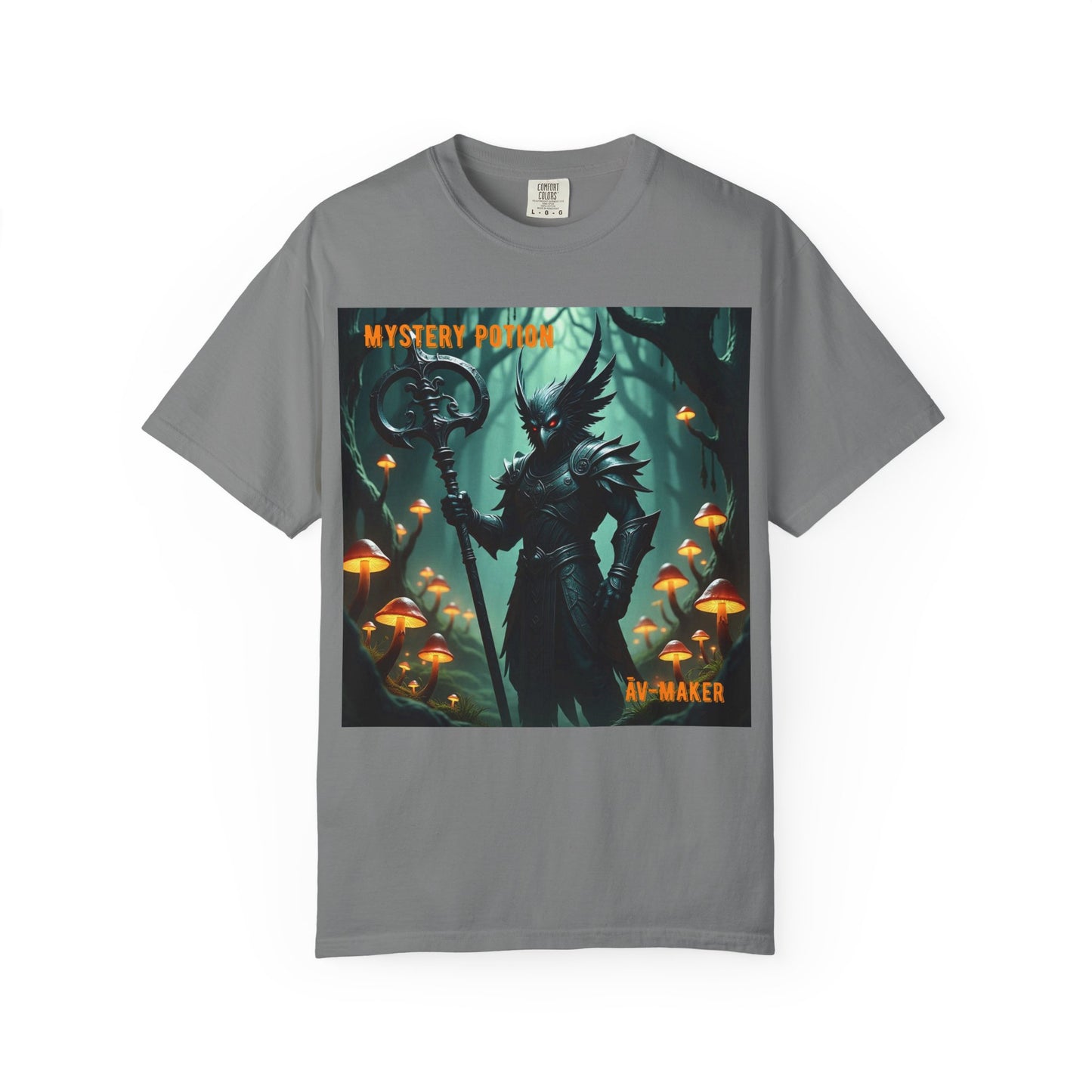 Mystical Āv-Maker Unisex Garment-Dyed T-shirt, Fantasy Apparel, Gift for Gamers, Witchy T-shirt, Mystery Potion Design, Unisex Tee