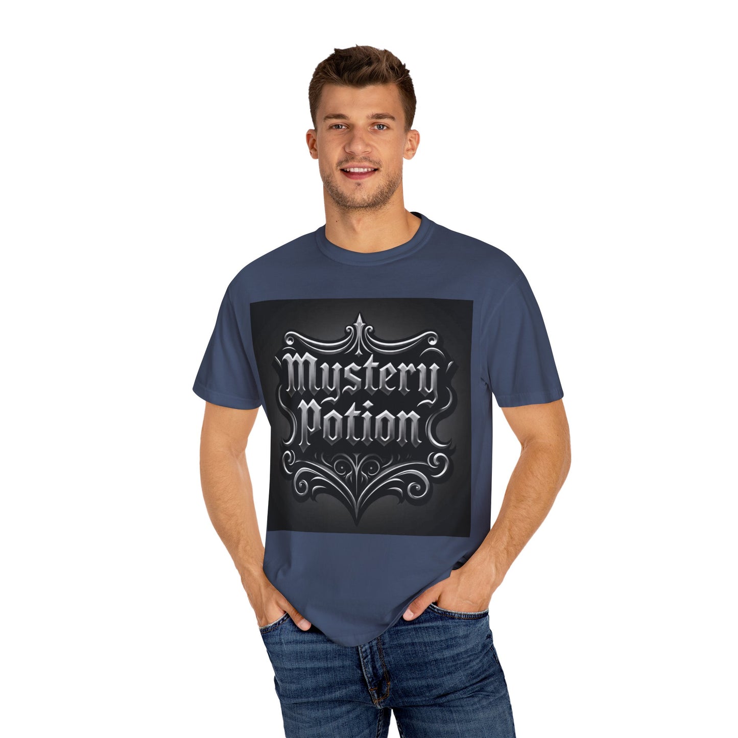 Mystery Potion Unisex Garment-Dyed T-shirt | Halloween Costume Shirt, Casual Wear, Themed Party Tee, Gift for Mystery Lovers