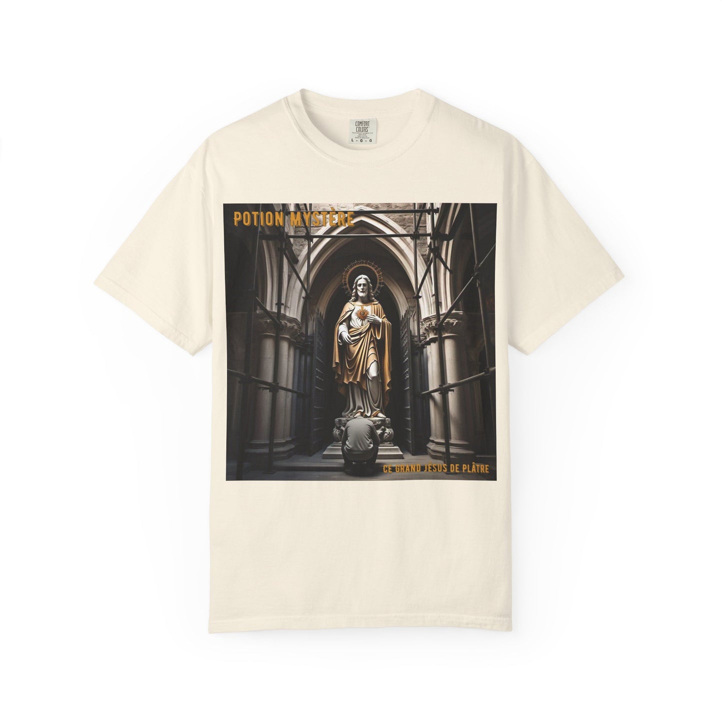 Mystical Potion Jesus Statue T-Shirt - Unisex, Relaxed Fit, Perfect for Festivals, Gifts, Everyday Wear, Unique Art Design