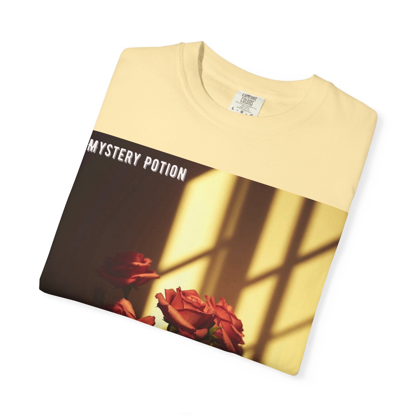Mystery Potion Garment-Dyed Tee, Vintage Floral T-Shirt, Unisex Plant Lover Shirt, Gift for Her, Aesthetic Graphic Tee