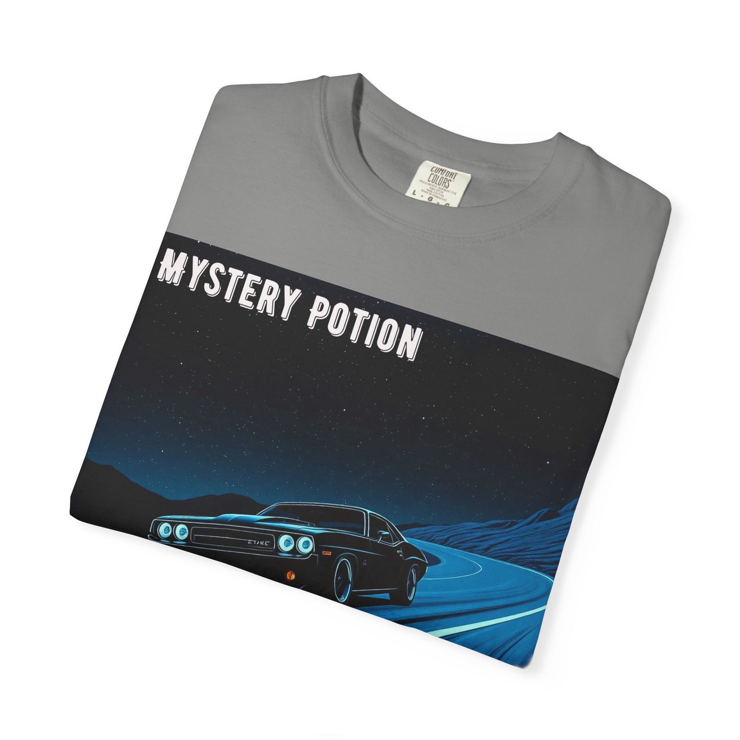 Mystery Potion Muscle Car T-Shirt | Unisex Garment-Dyed Tee, Vintage Car Lover Gift, Perfect for Car Shows, Birthday Gift, Casual Wear