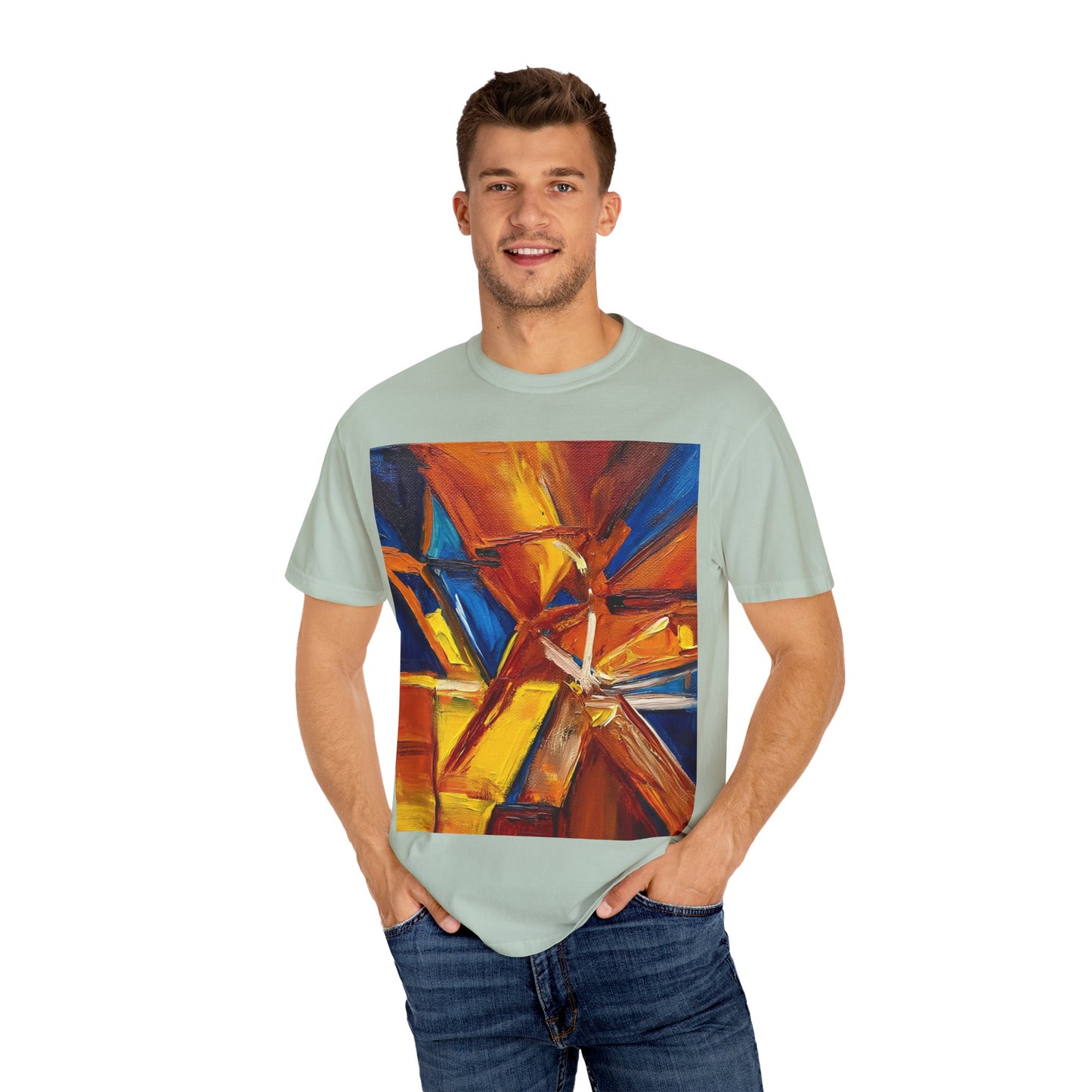 Vibrant Abstract Art T-shirt, Unisex Garment-Dyed Tee, Colorful Graphic Shirt, Stylish Artwear, Unique Gift Idea for Art Lovers