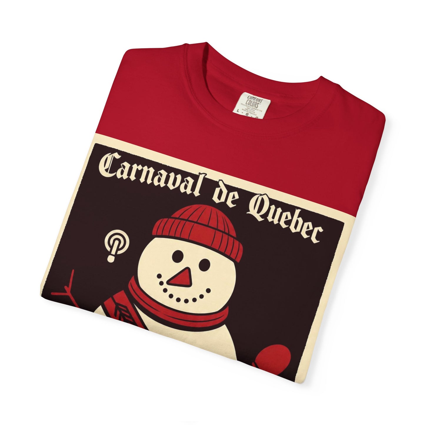Quebec Carnaval Vintage Snowman Biker Lore Rocker T-Shirt, Cozy Winter Apparel, Unisex Snowman Graphic Tee, Festive Celebration Shirt, Winter Holiday Gift