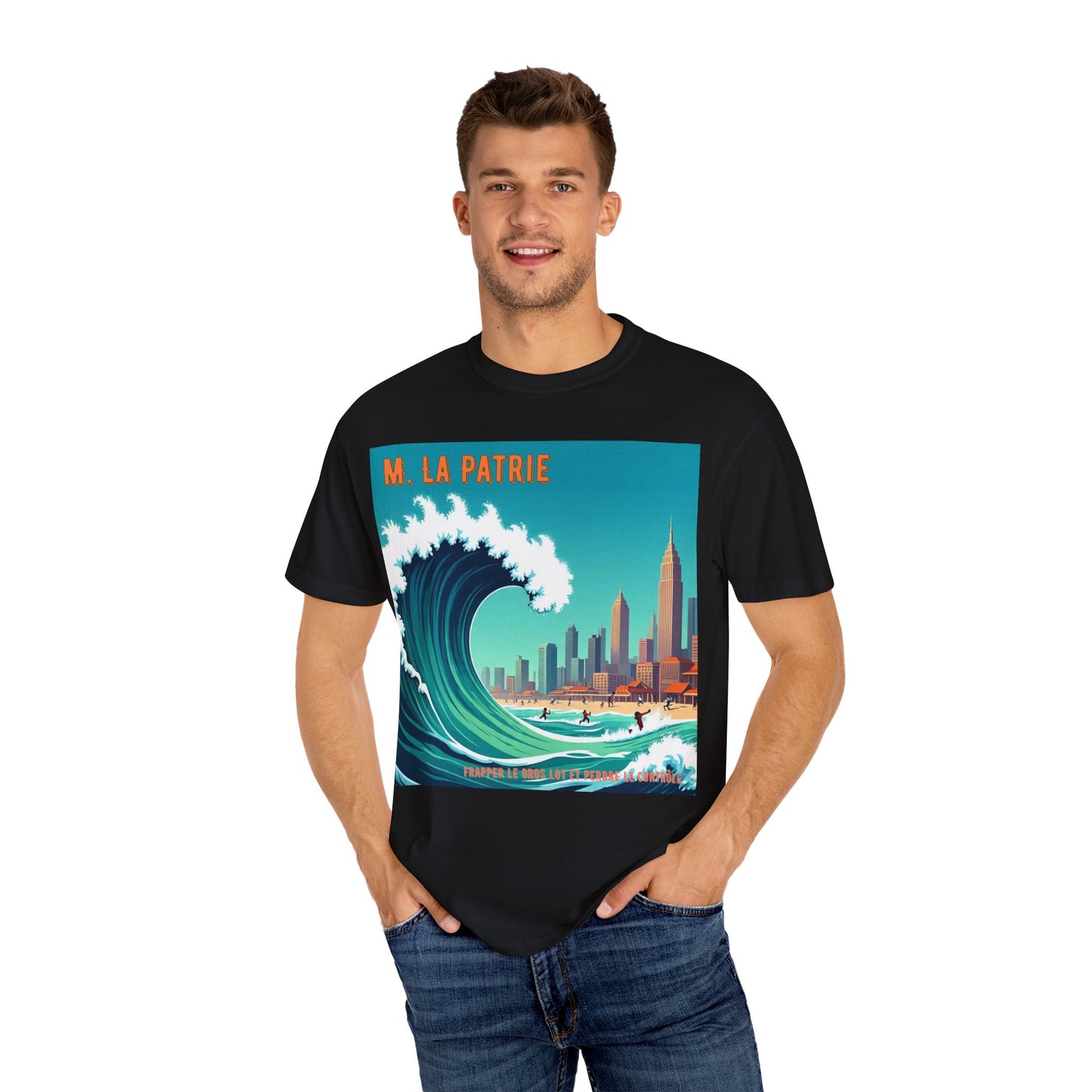 'Frapper Le Gros Lot et Perdre Le Contrôle' de M. La Patrie, Ocean Vibes Graphic T-Shirt - Summer Beach Wear, Casual Fashion, Beach Vacation Gift, Relaxed Fit Tee, Cool Graphic Shirt