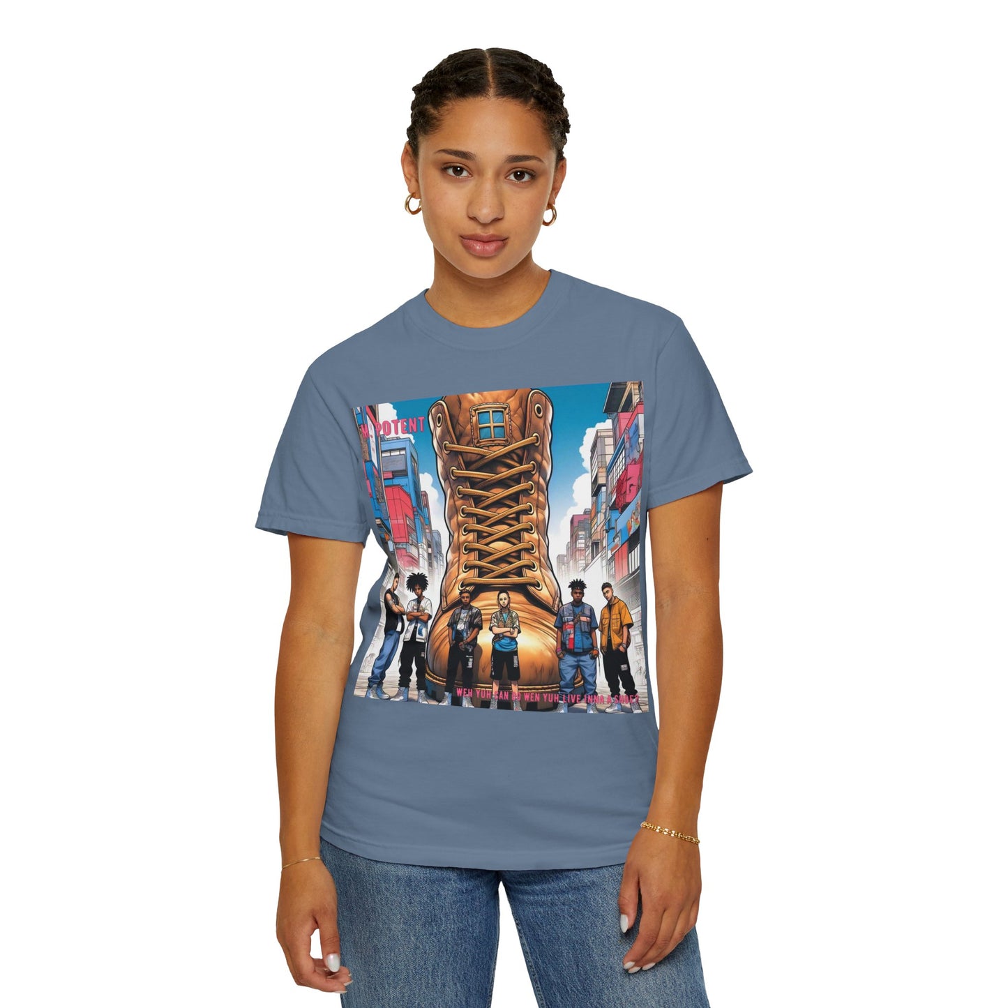 Urban-Inspired "What Can You Do When You Live In A Shoe?" Graphic Tee, Streetwear T-shirt, Casual Wear, Hip Hop Fashion, Birthday Gift, Unisex T-shirt with Bold Design