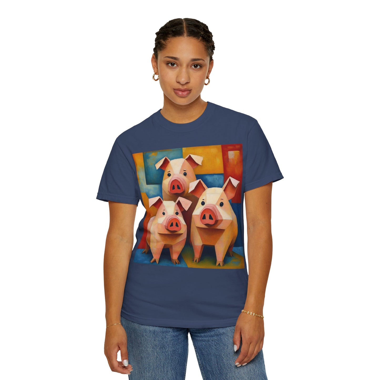 Pig Art T-Shirt, Funny Farm Tee, Animal Lover Gift, Unisex Graphic Tee, Cute Farmhouse Style, Casual Everyday Wear