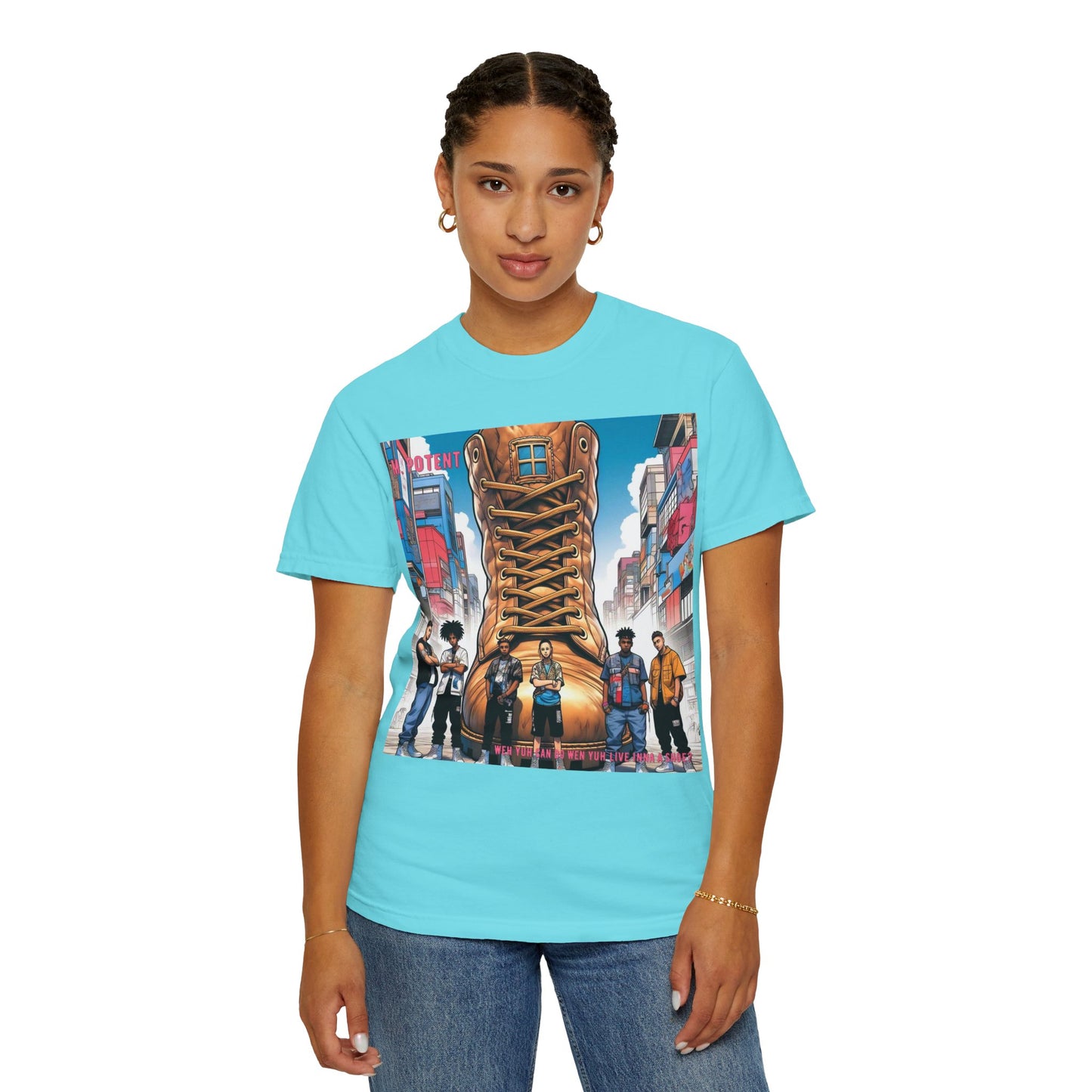 Urban-Inspired "What Can You Do When You Live In A Shoe?" Graphic Tee, Streetwear T-shirt, Casual Wear, Hip Hop Fashion, Birthday Gift, Unisex T-shirt with Bold Design