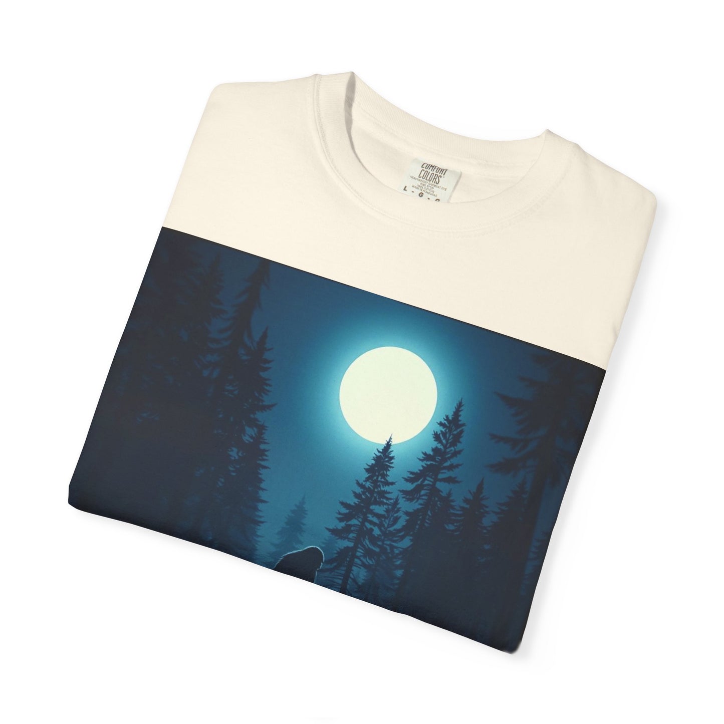 Moonlit Forest Snowboarder T-Shirt, Cozy Adventure Tee, Winter Sports Gift, Unisex Apparel, Outdoor Vibes