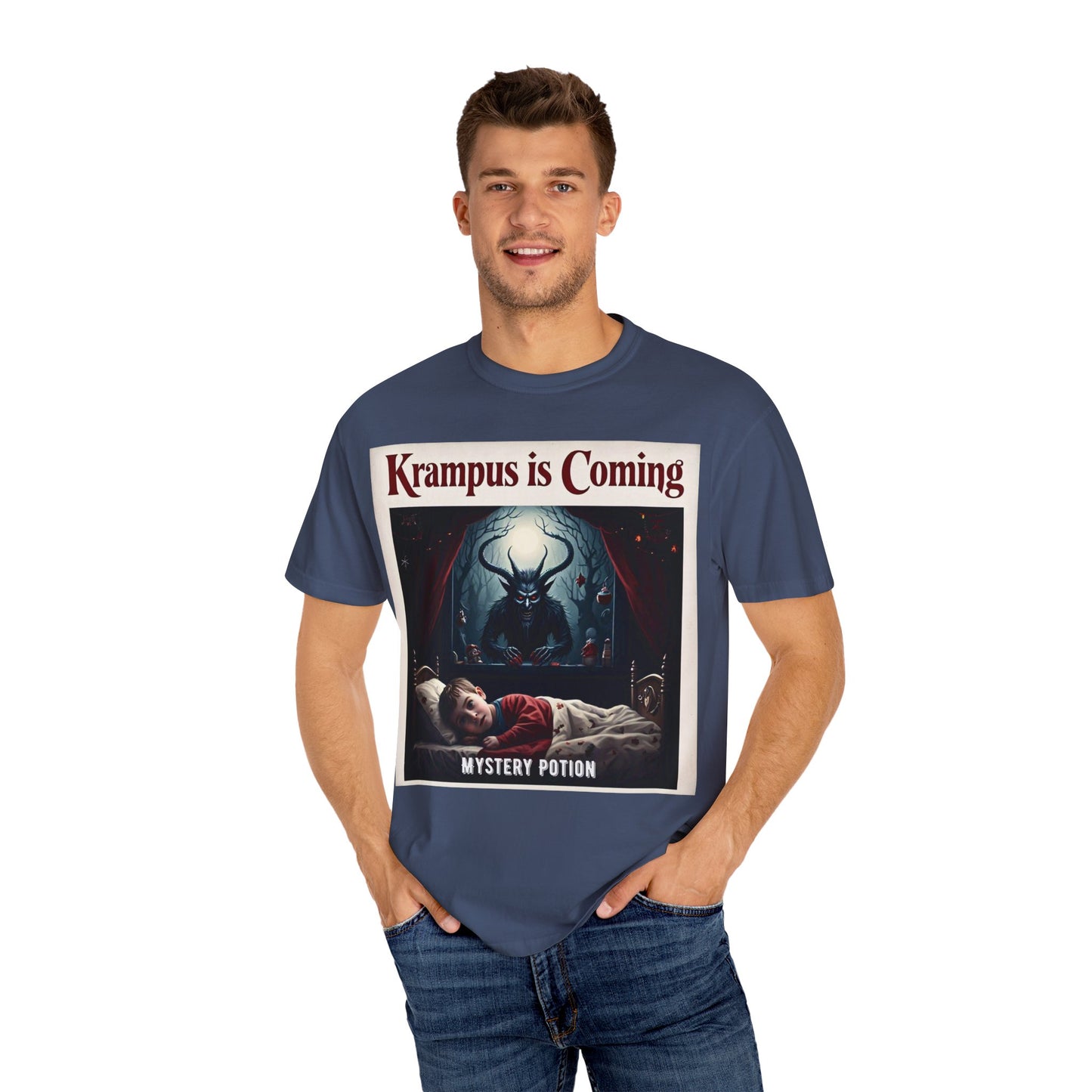 Krampus is Coming Unisex T-Shirt, Holiday Apparel, Christmas Gift, Cozy Casual Wear, Horror Theme Tee