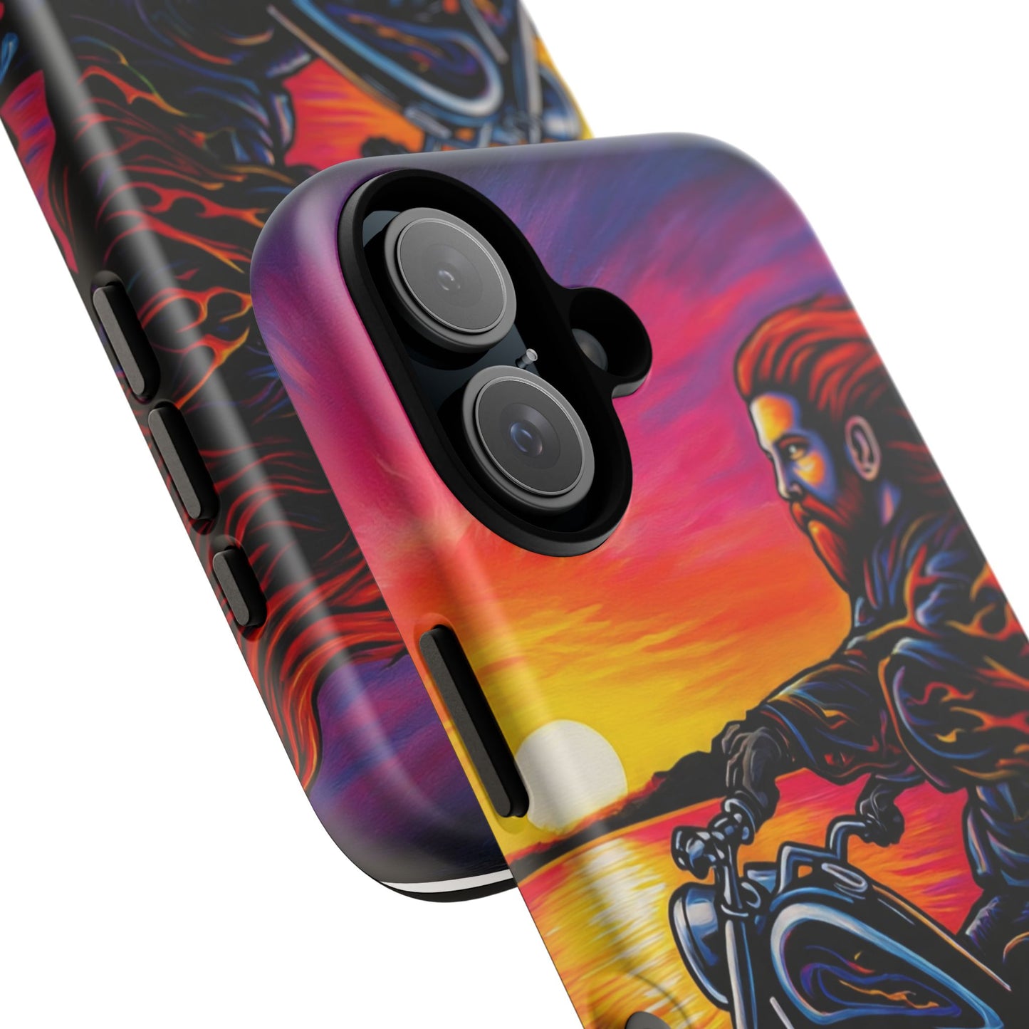 Motorcycle Phone Case, Tough Cases for Riders, Biker Accessories, Vibrant Phone Cover, Sunset Motorcycle Design