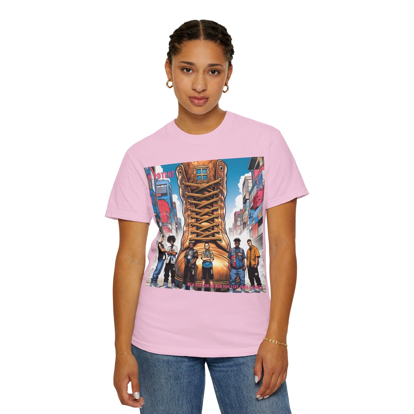 Urban-Inspired "What Can You Do When You Live In A Shoe?" Graphic Tee, Streetwear T-shirt, Casual Wear, Hip Hop Fashion, Birthday Gift, Unisex T-shirt with Bold Design