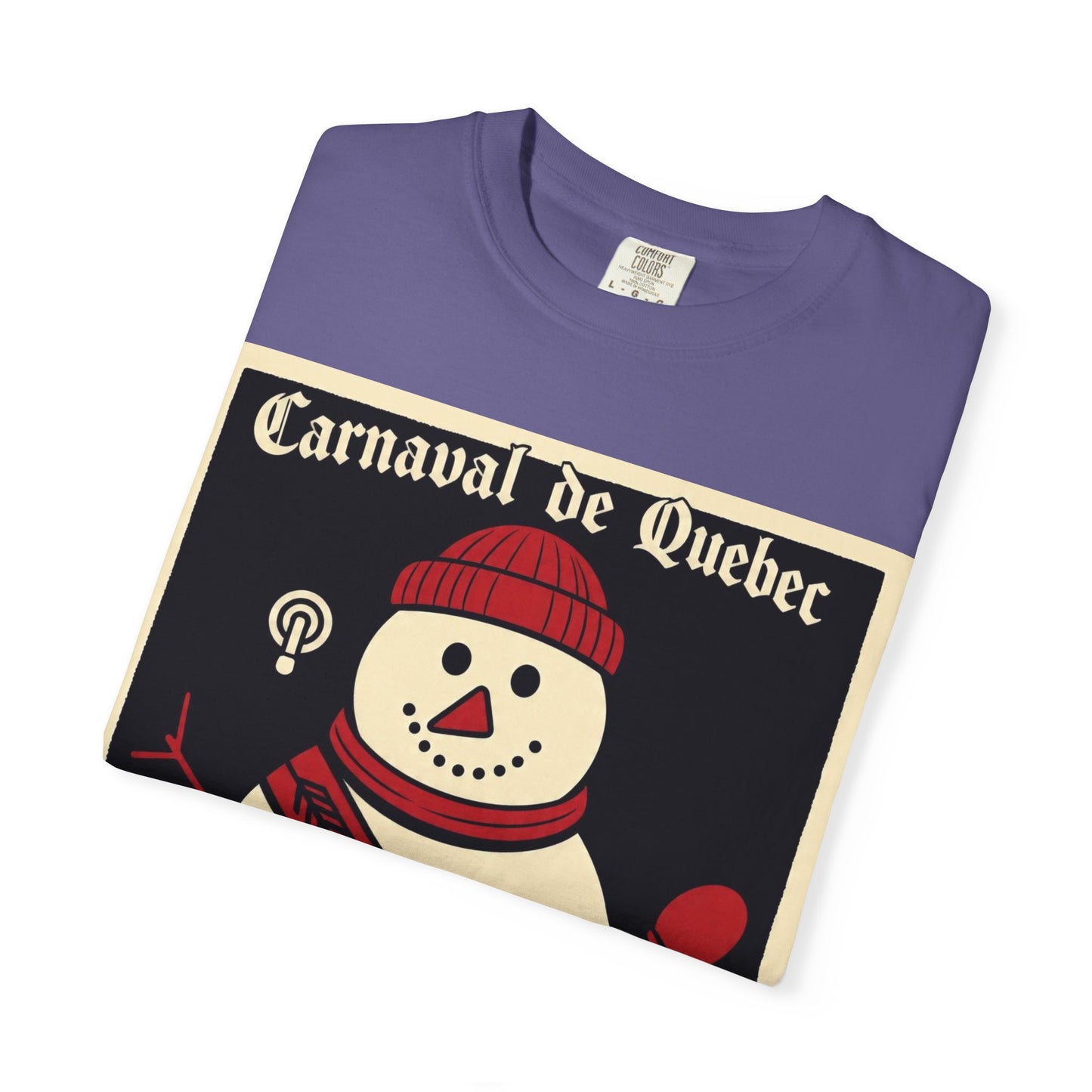 Quebec Carnaval Vintage Snowman Biker Lore Rocker T-Shirt, Cozy Winter Apparel, Unisex Snowman Graphic Tee, Festive Celebration Shirt, Winter Holiday Gift
