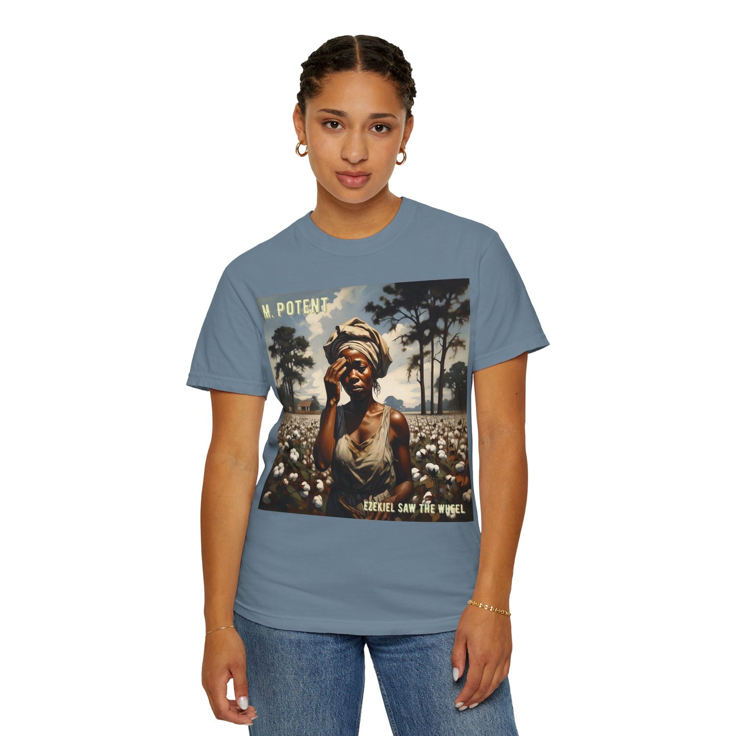 'Ezekiel Saw the Wheel' by M. Potent, Vintage-Inspired Unisex T-Shirt with Artistic Design, Casual Wear, Gift for Art Lovers, Music Events, Everyday Fashion