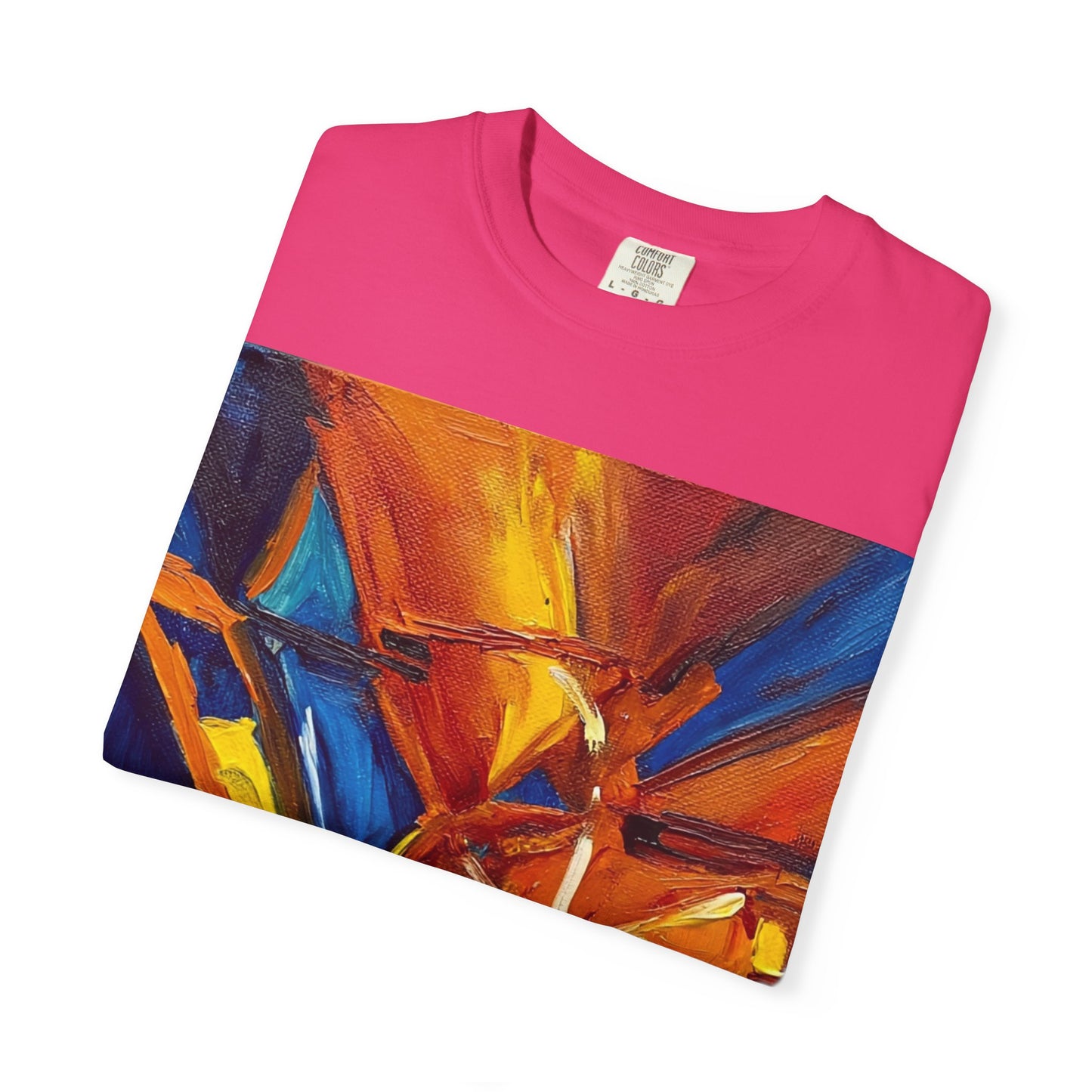 Vibrant Abstract Art T-shirt, Unisex Garment-Dyed Tee, Colorful Graphic Shirt, Stylish Artwear, Unique Gift Idea for Art Lovers